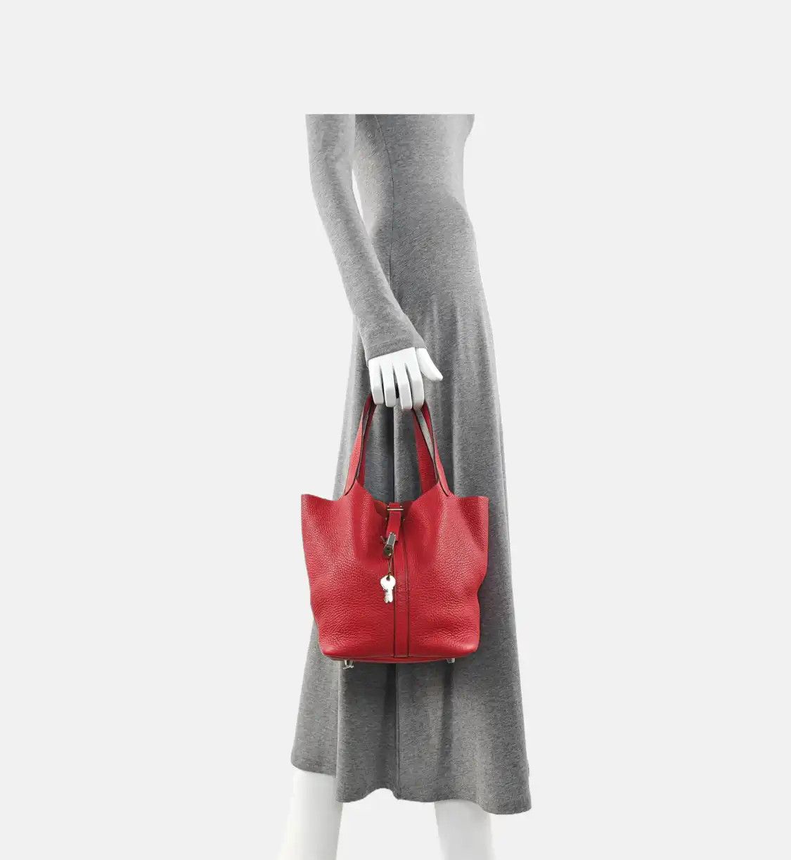 Hermes Hermes Picotin Lock 22 Rouge Casaque Clemence cowhide leather picotin handbag si Size ONE SIZE - 2 Thumbnail