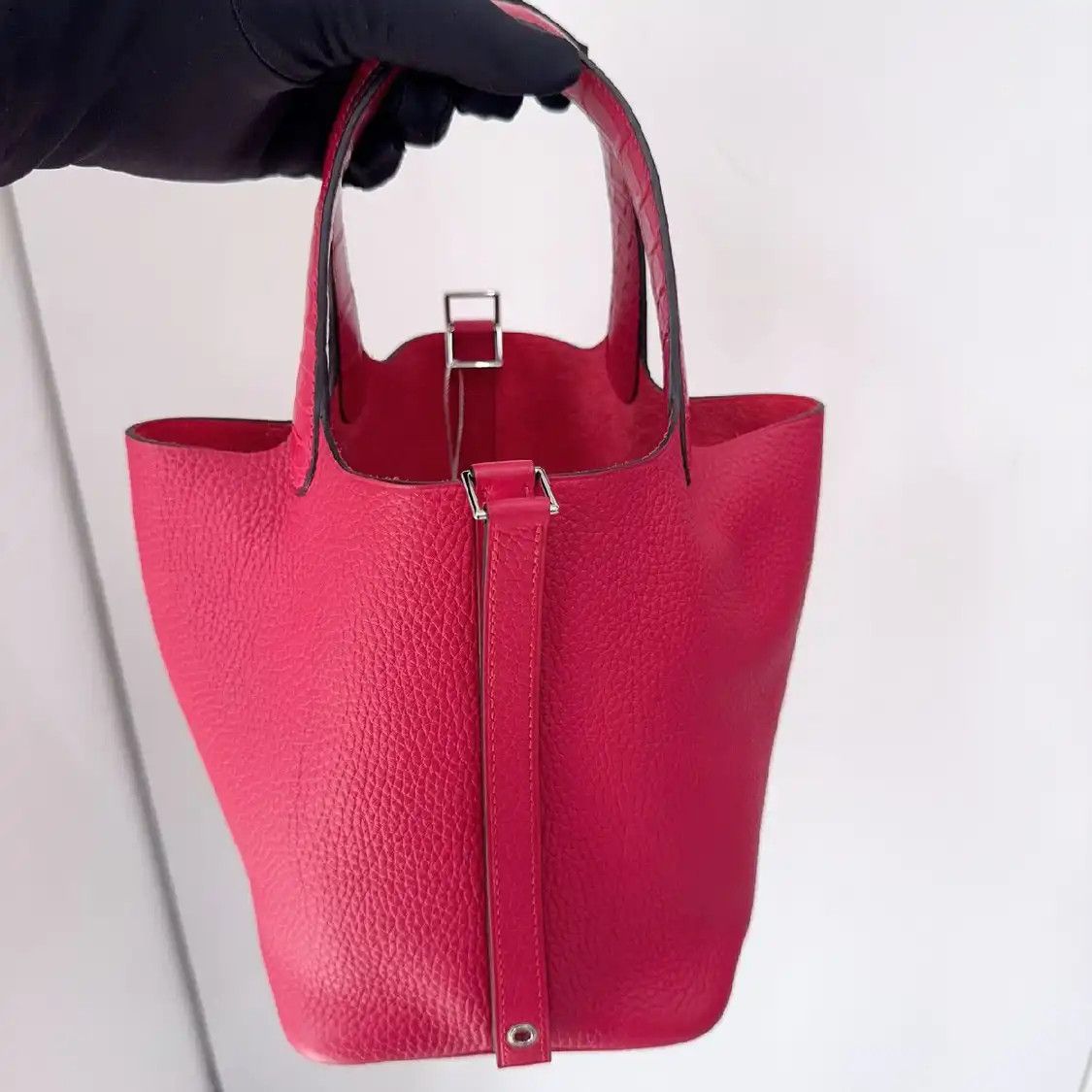 Hermes Hermes Picotin Lock 18 raspberryred Clemence cowhide leather picotin handbag sil Size ONE SIZE - 3 Thumbnail