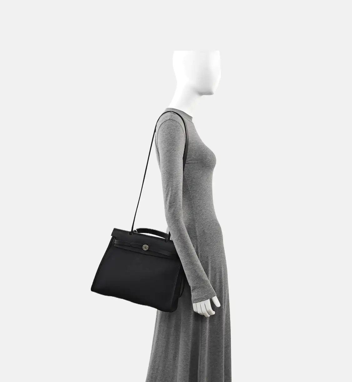 Hermes Hermes Herbag 31 black canvas shoulder bag handbag silver hardware C sub-pocket Size ONE SIZE - 2 Thumbnail