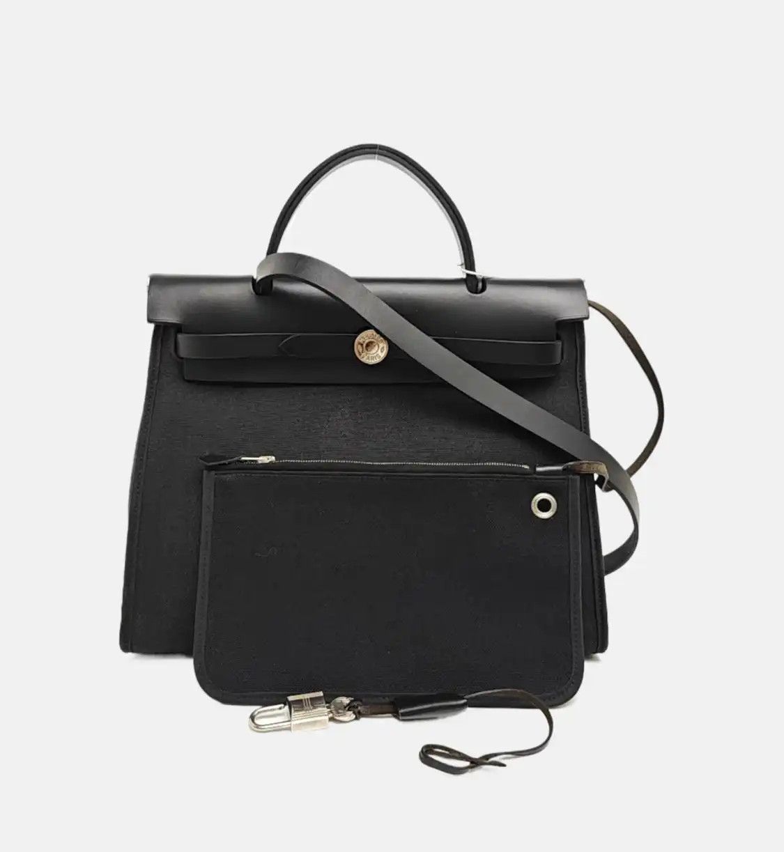 Hermes Hermes Herbag 31 black canvas shoulder bag handbag silver hardware C sub-pocket Size ONE SIZE - 8 Thumbnail