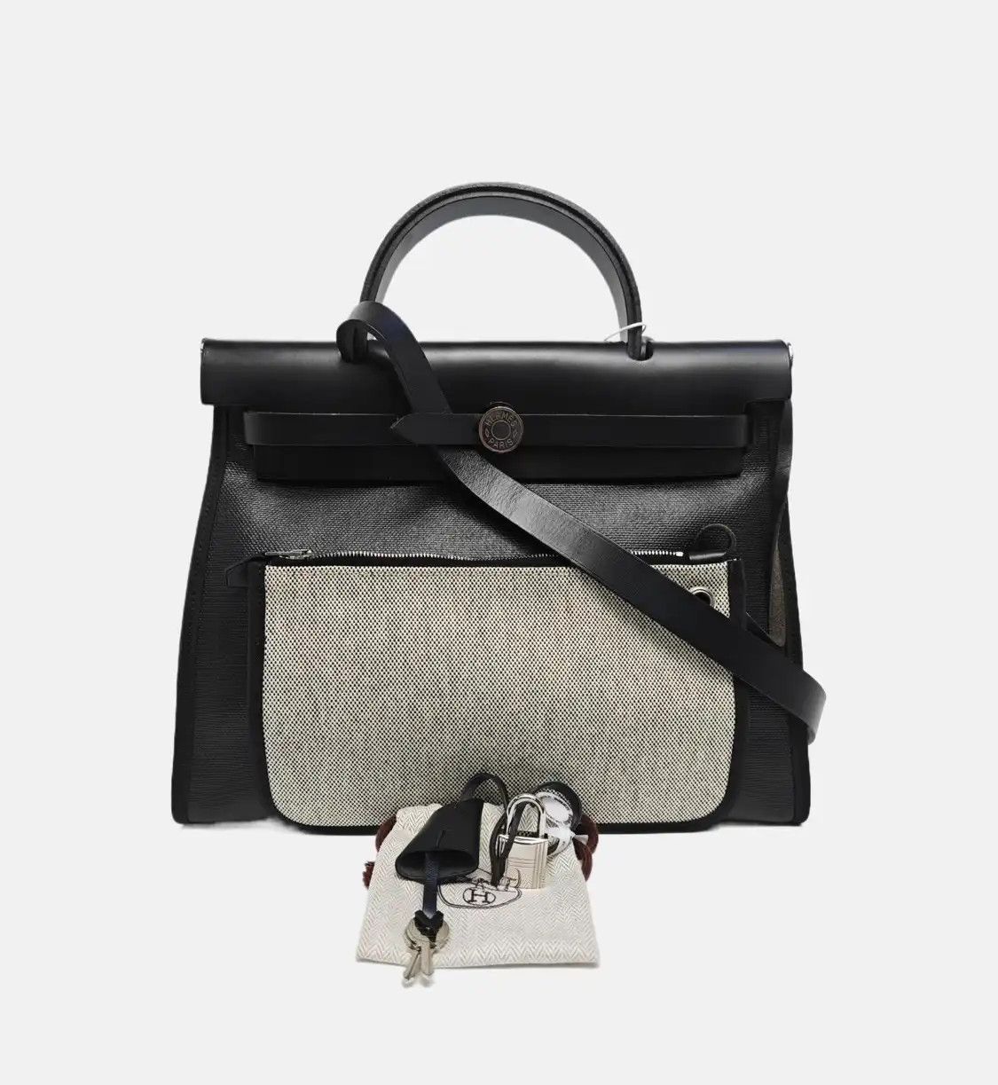 Hermes Hermes Herbag 31 black canvas shoulder bag handbag silver hardware A sub-pocket Size ONE SIZE - 8 Thumbnail