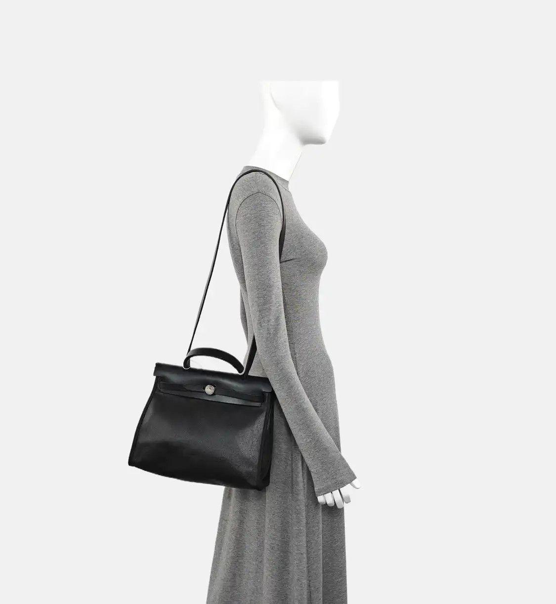 Hermes Hermes Herbag 31 black canvas shoulder bag handbag silver hardware A sub-pocket Size ONE SIZE - 2 Thumbnail