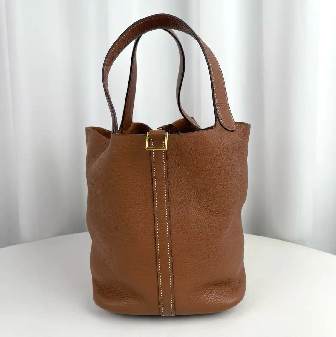 Hermes Hermes Picotin Lock 22 Gold Brown Clemence cowhide leather picotin handbag gold Size ONE SIZE - 2 Thumbnail