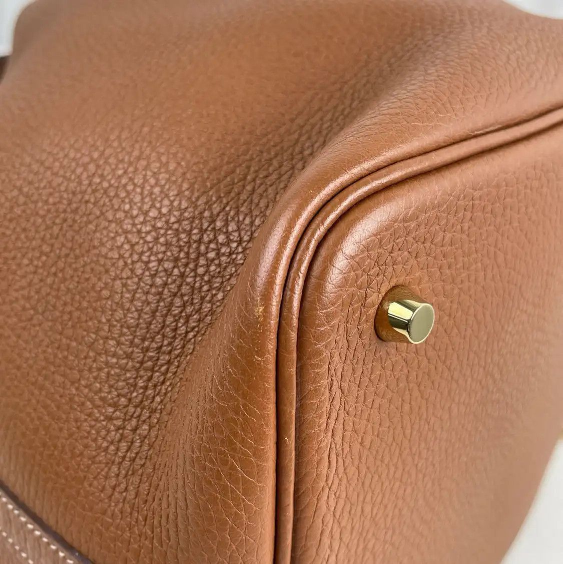 Hermes Hermes Picotin Lock 22 Gold Brown Clemence cowhide leather picotin handbag gold Size ONE SIZE - 4 Thumbnail