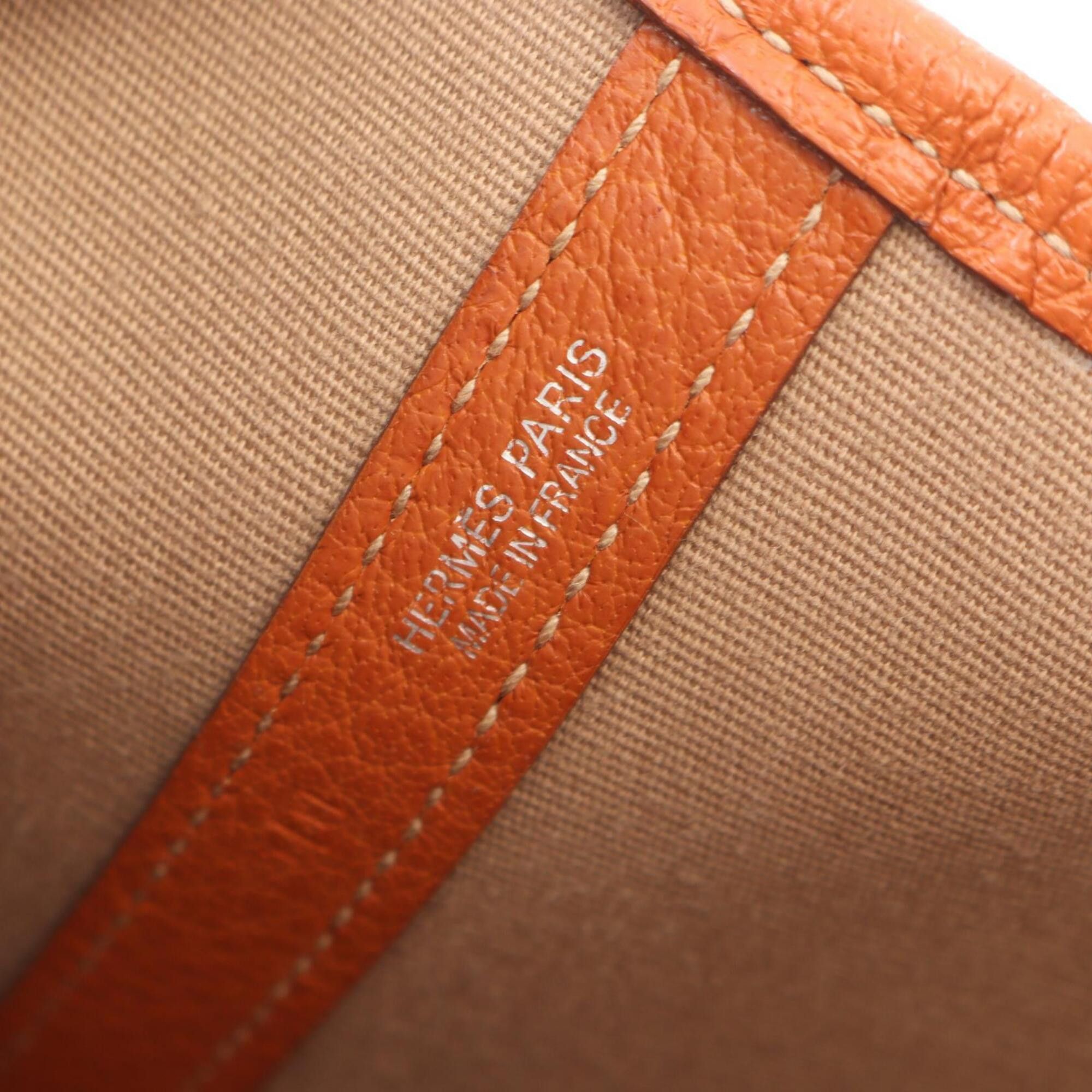 Hermes Hermes Garden Party PM Tote Bag Handbag Leather Canvas Toile Officier Buffle Women's Brown Size ONE SIZE - 4 Thumbnail
