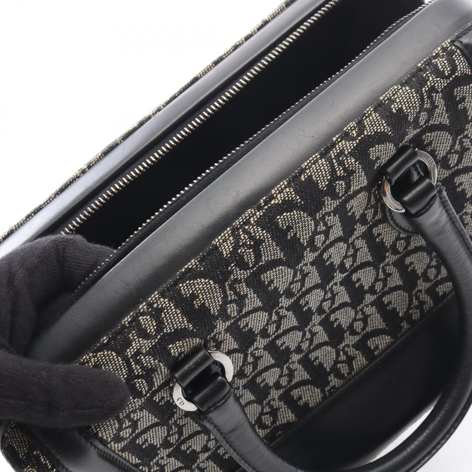 Dior Christian Dior Dior Trotter handbag, canvas and leather, women's, beige/black. Size ONE SIZE - 11 Thumbnail
