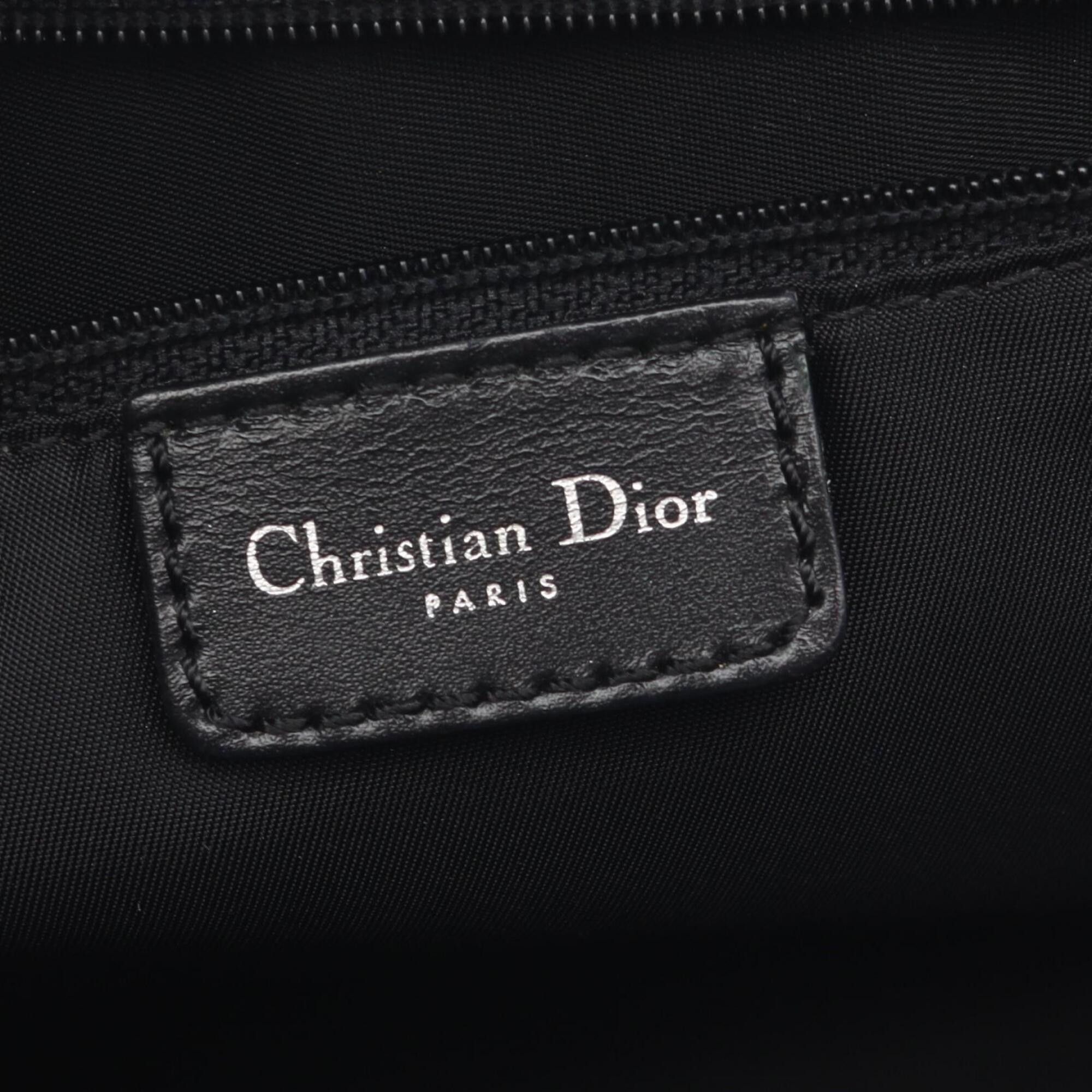 Dior Christian Dior Dior Trotter handbag, canvas and leather, women's, beige/black. Size ONE SIZE - 4 Thumbnail