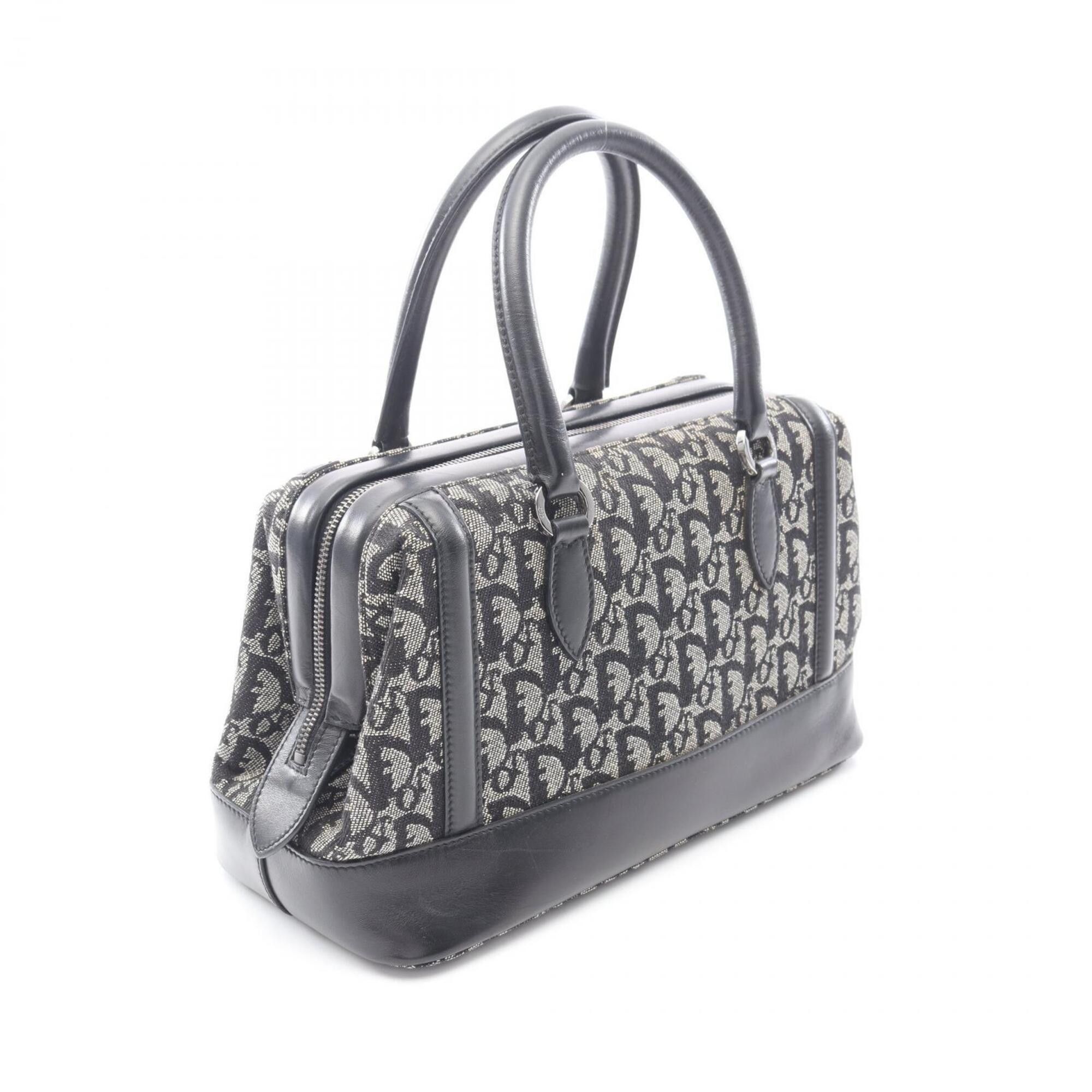 Dior Christian Dior Dior Trotter handbag, canvas and leather, women's, beige/black. Size ONE SIZE - 2 Thumbnail