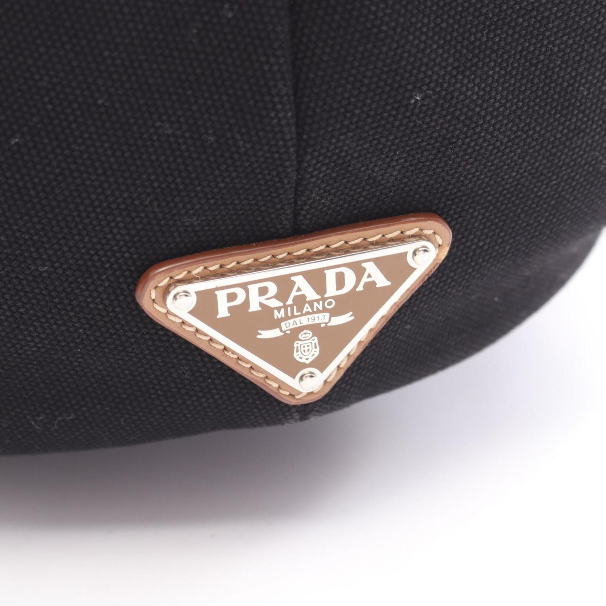 Prada Prada CANAPA 2-Way Tote Bag/Handbag, Canvas, Women's, Black, 1BG163 Size ONE SIZE - 5 Thumbnail