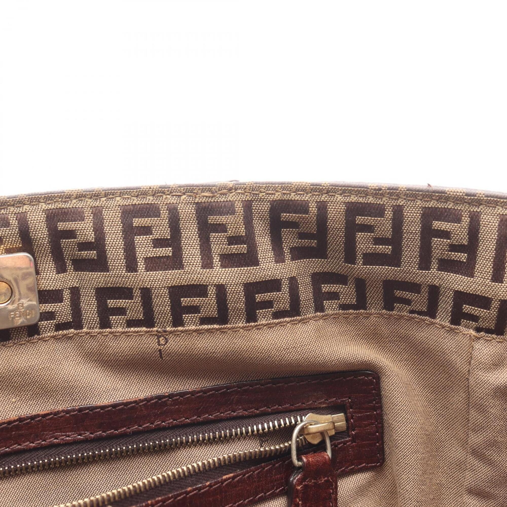 Fendi Fendi Zucchino Tote Bag Handbag Canvas Leather Women's Beige Brown Size ONE SIZE - 7 Thumbnail