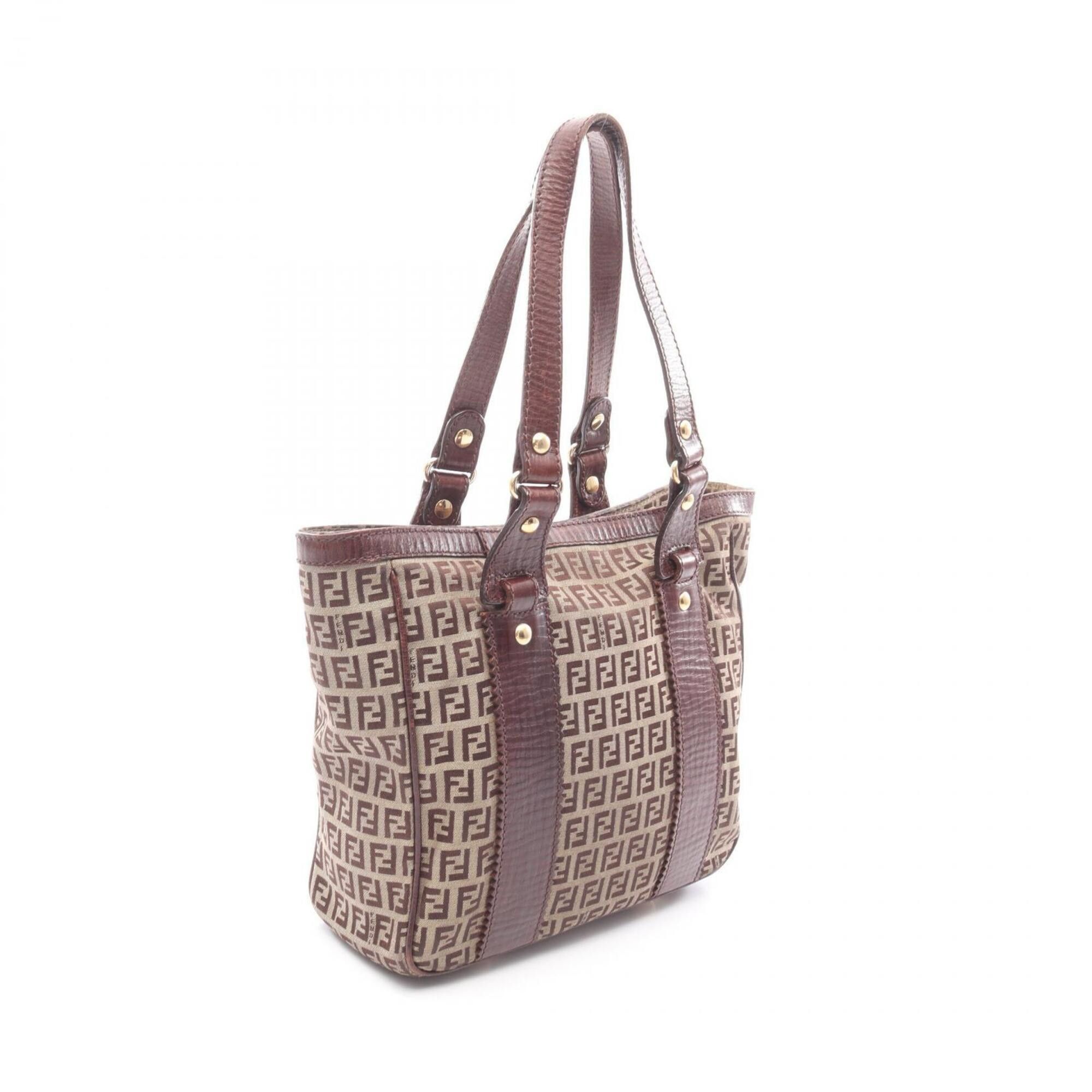 Fendi Fendi Zucchino Tote Bag Handbag Canvas Leather Women's Beige Brown Size ONE SIZE - 2 Thumbnail