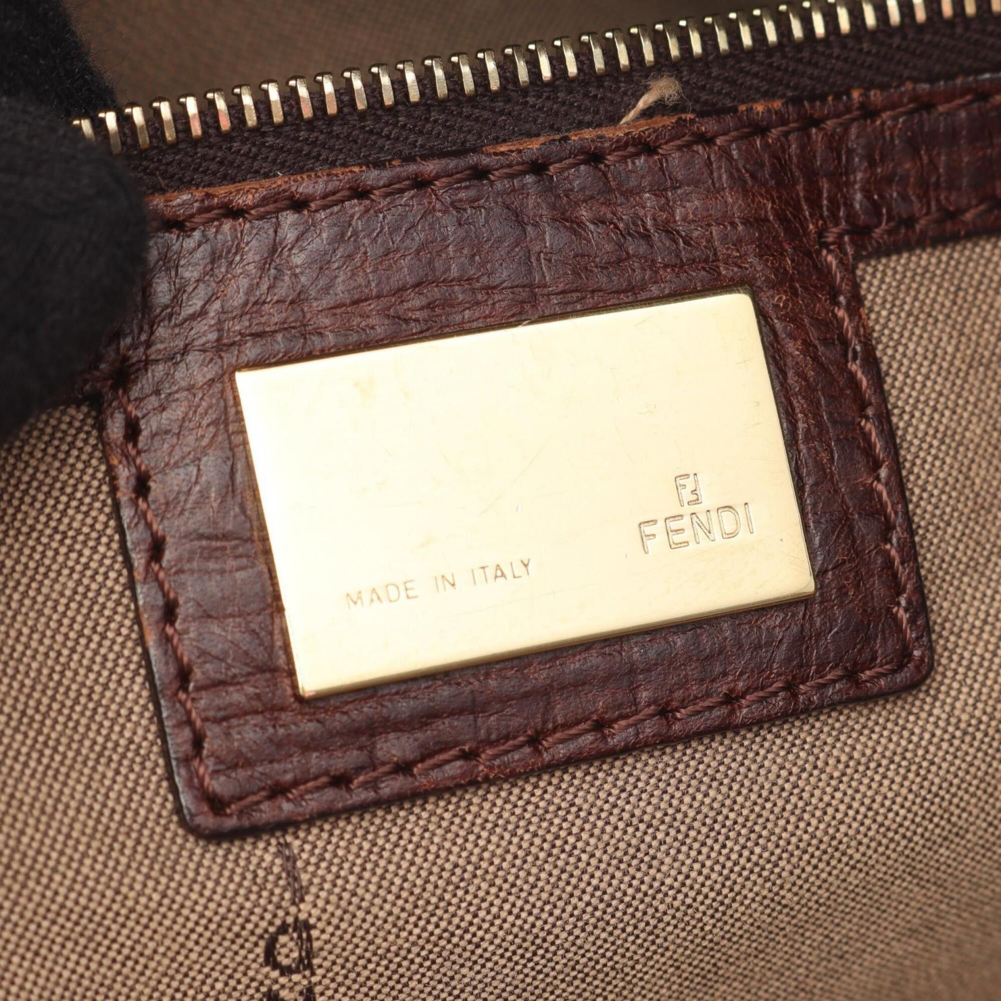Fendi Fendi Zucchino Tote Bag Handbag Canvas Leather Women's Beige Brown Size ONE SIZE - 4 Thumbnail