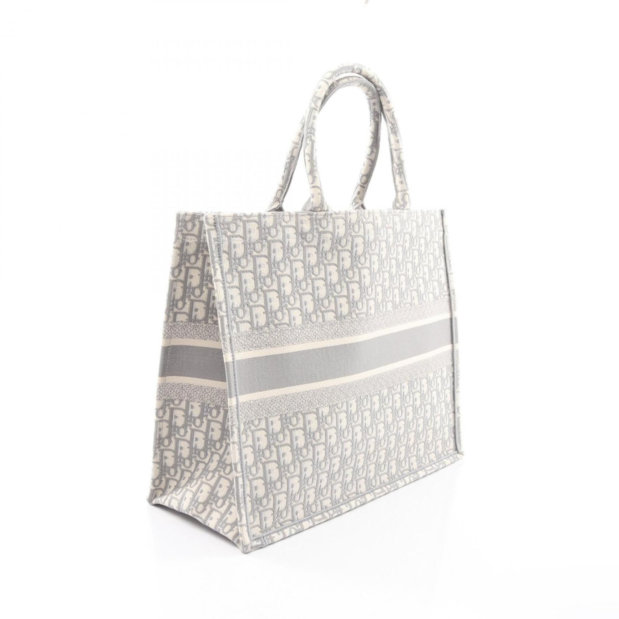 Dior Christian Dior Dior Book Tote Large Oblique Embroidery Bag Handbag Canvas Women's White/Gray Size ONE SIZE - 2 Thumbnail