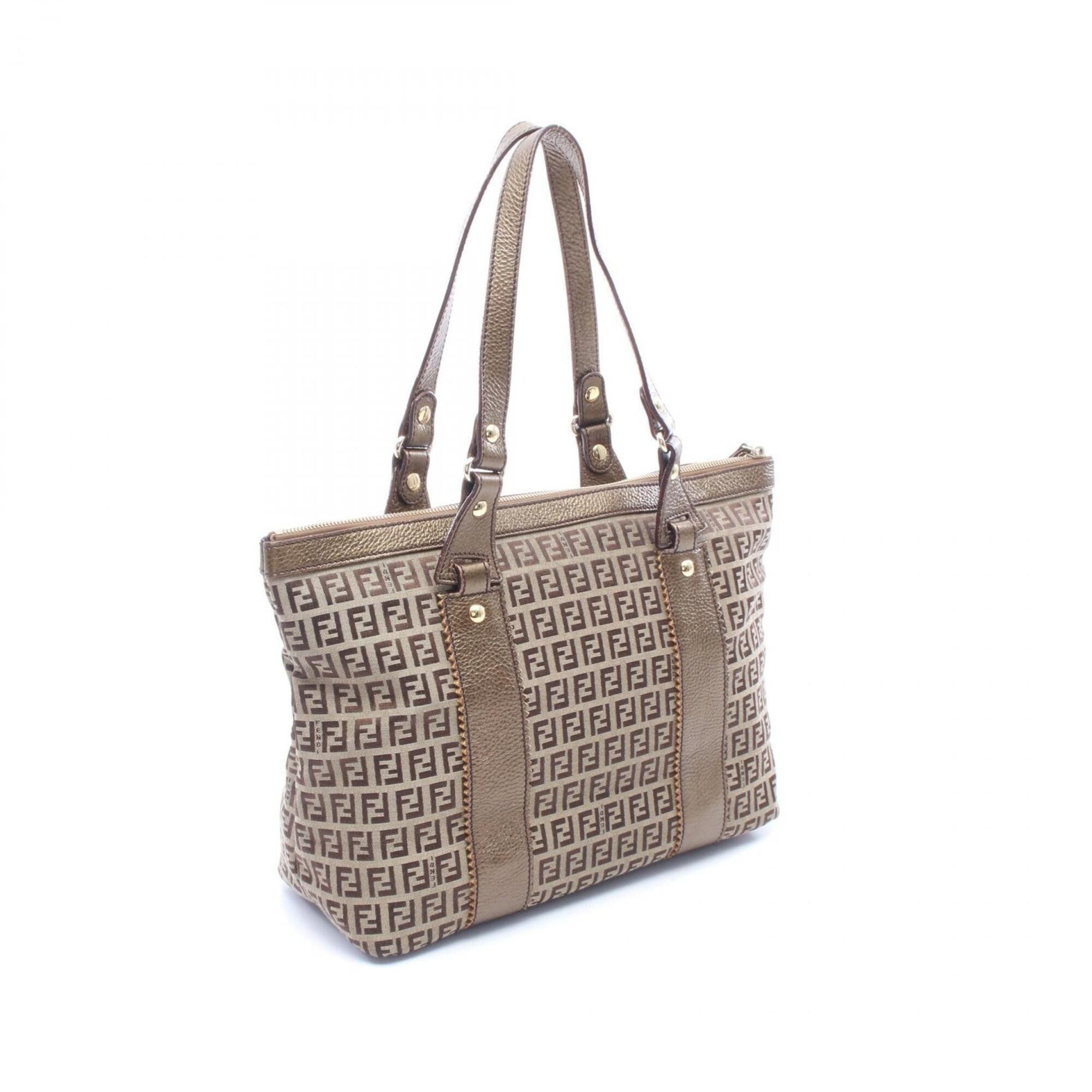 Fendi Fendi Zucca Tote Bag Handbag Canvas Leather Women's Beige Brown Size ONE SIZE - 2 Thumbnail