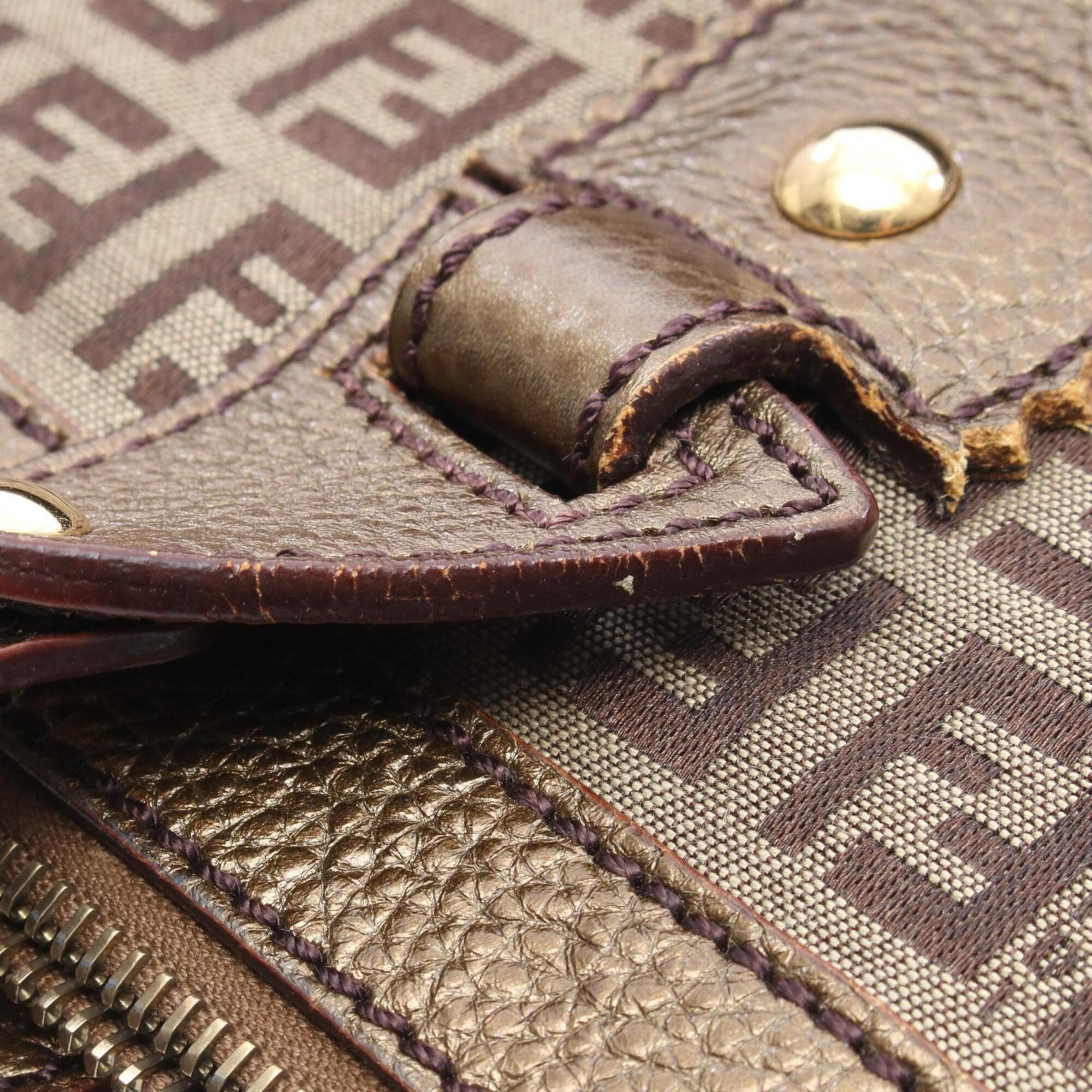 Fendi Fendi Zucca Tote Bag Handbag Canvas Leather Women's Beige Brown Size ONE SIZE - 6 Thumbnail