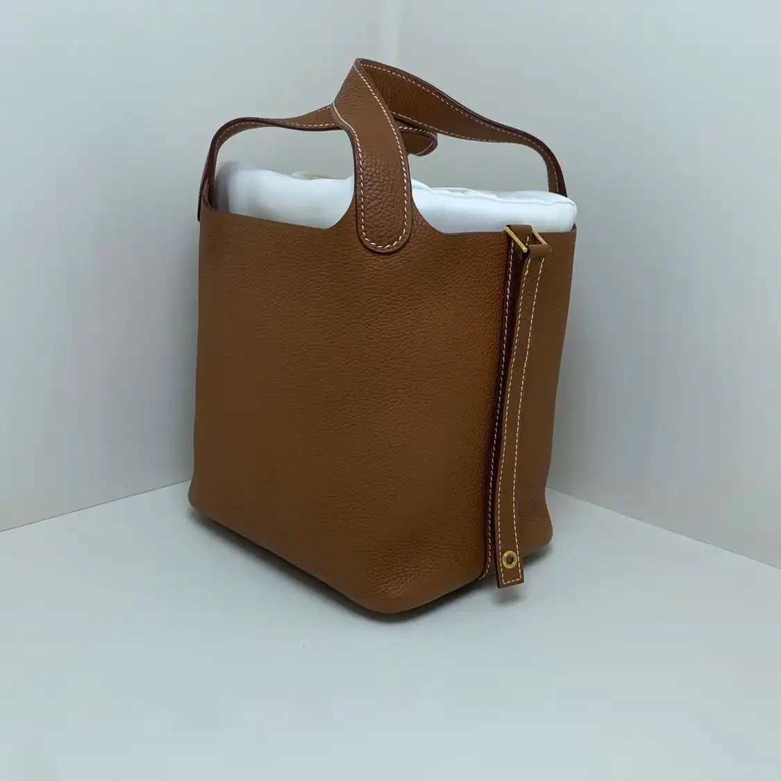 Hermes Hermes Picotin Lock 18 Gold Brown Clemence cowhide leather picotin handbag gold Size ONE SIZE - 3 Thumbnail
