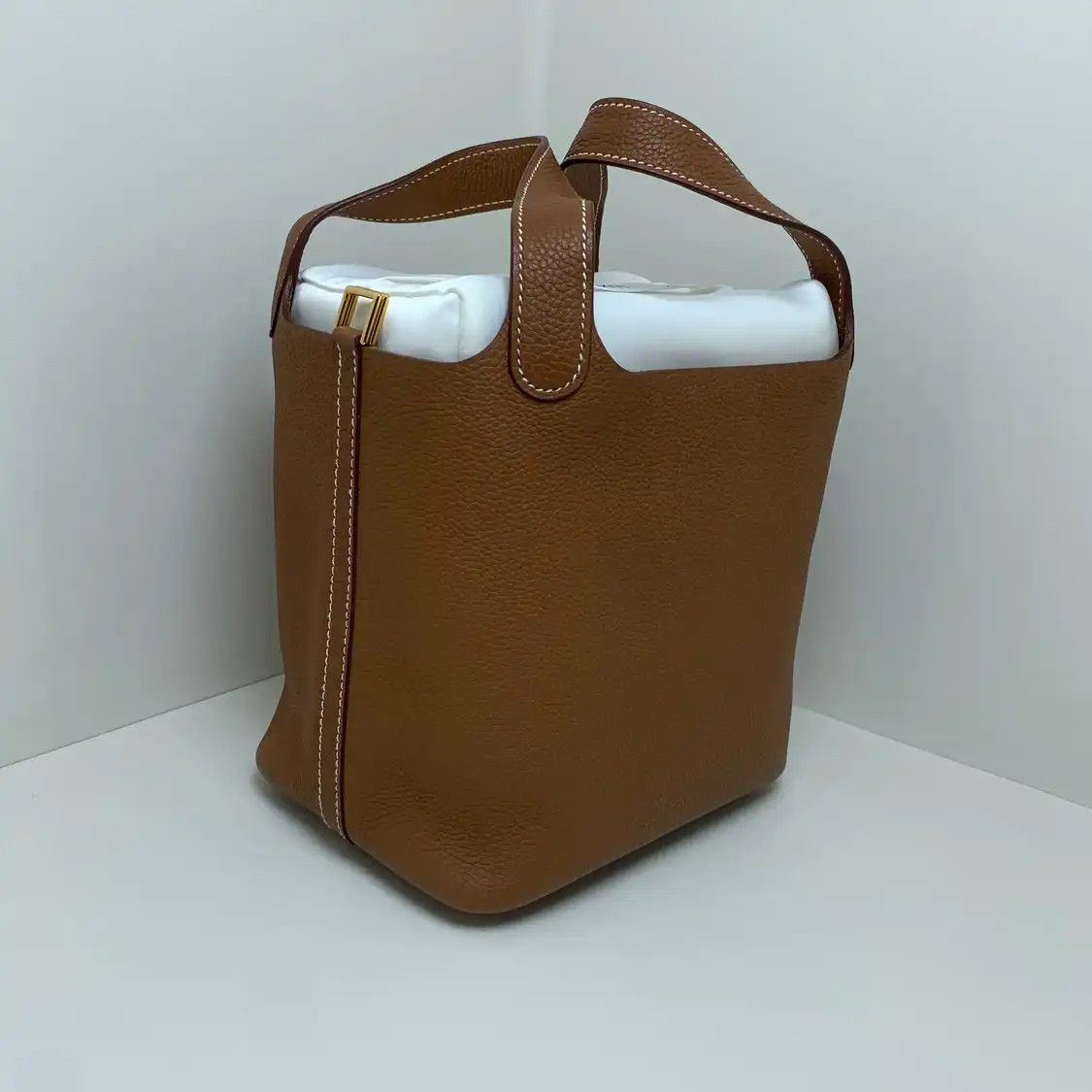 Hermes Hermes Picotin Lock 18 Gold Brown Clemence cowhide leather picotin handbag gold Size ONE SIZE - 2 Thumbnail