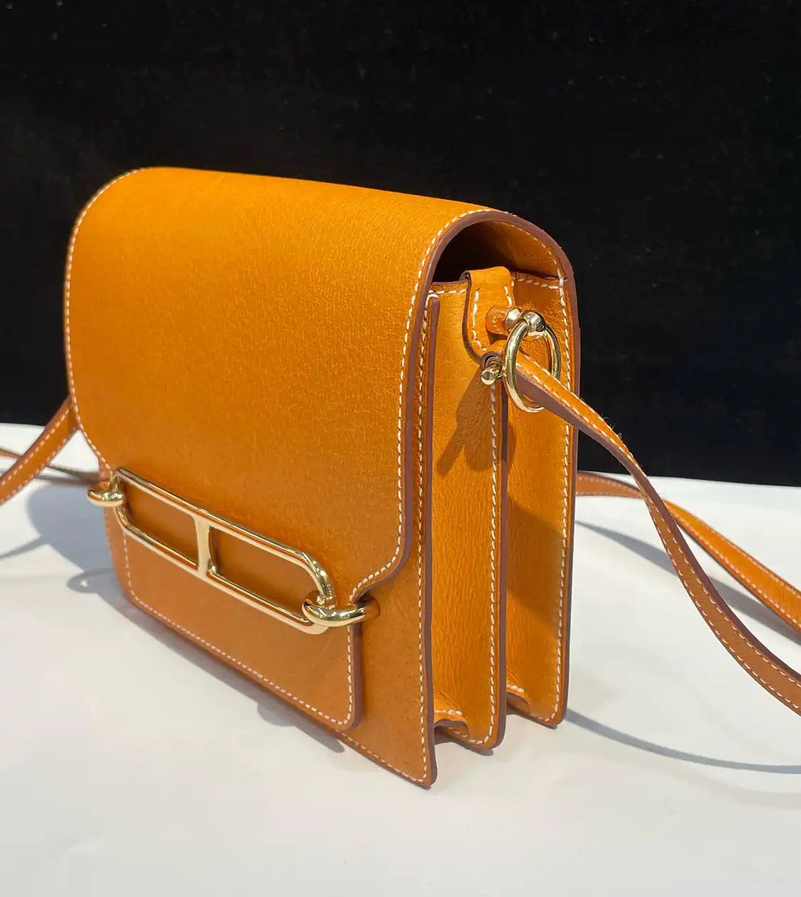 Hermes Hermes Roulis Gold Toffee cowhide leather crossbody bag silver hardware U Size ONE SIZE - 3 Thumbnail