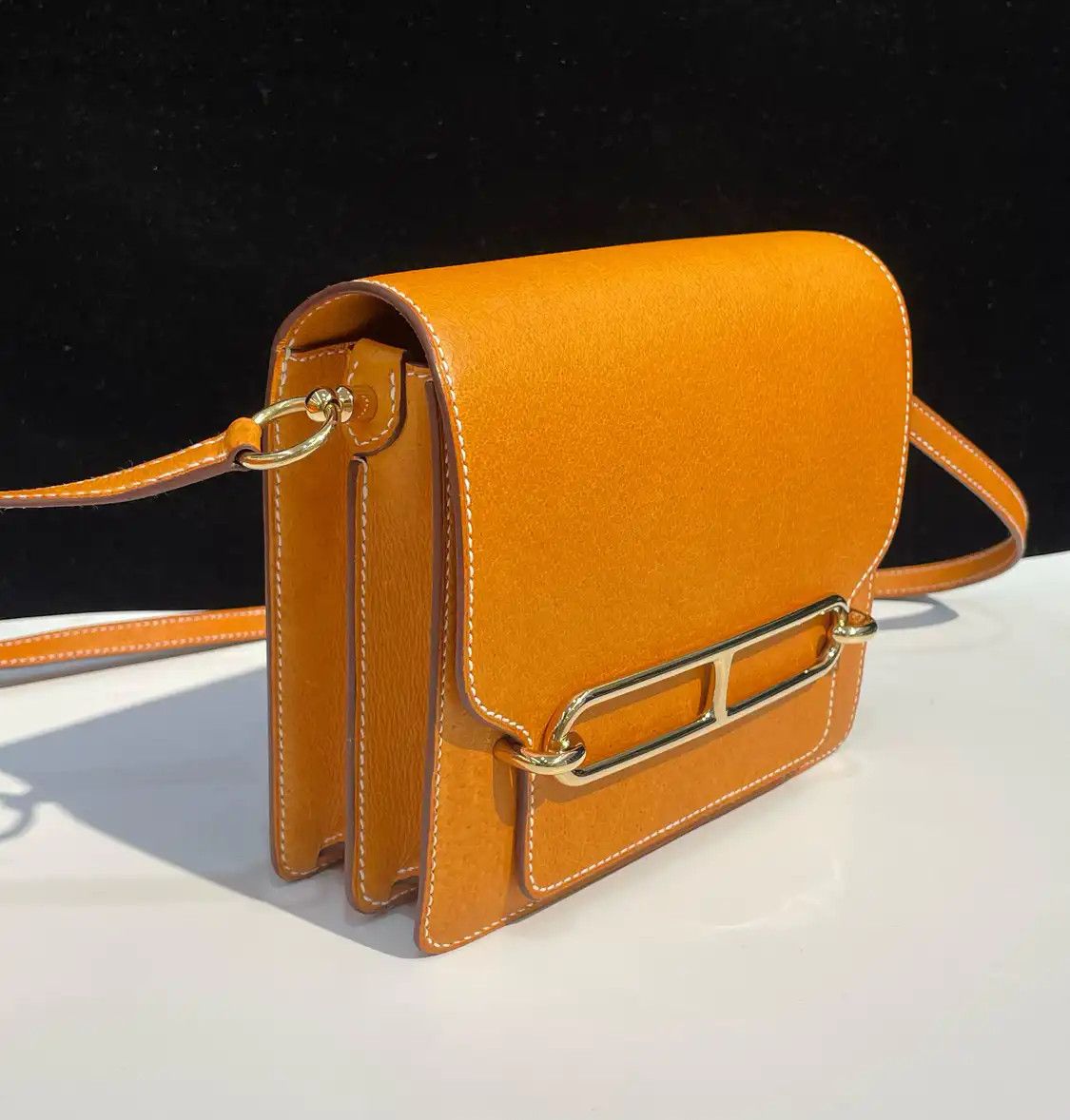 Hermes Hermes Roulis Gold Toffee cowhide leather crossbody bag silver hardware U Size ONE SIZE - 2 Thumbnail