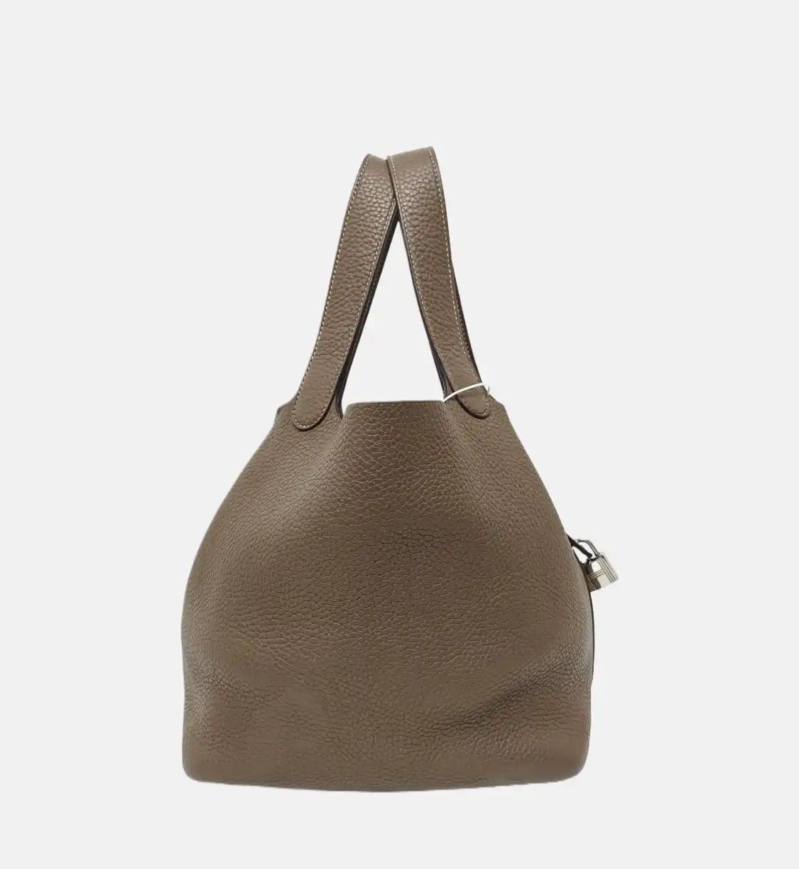 Hermes Hermes Picotin Lock Etoupe Clemence cowhide leather handbag silver hardware Y Size ONE SIZE - 4 Thumbnail