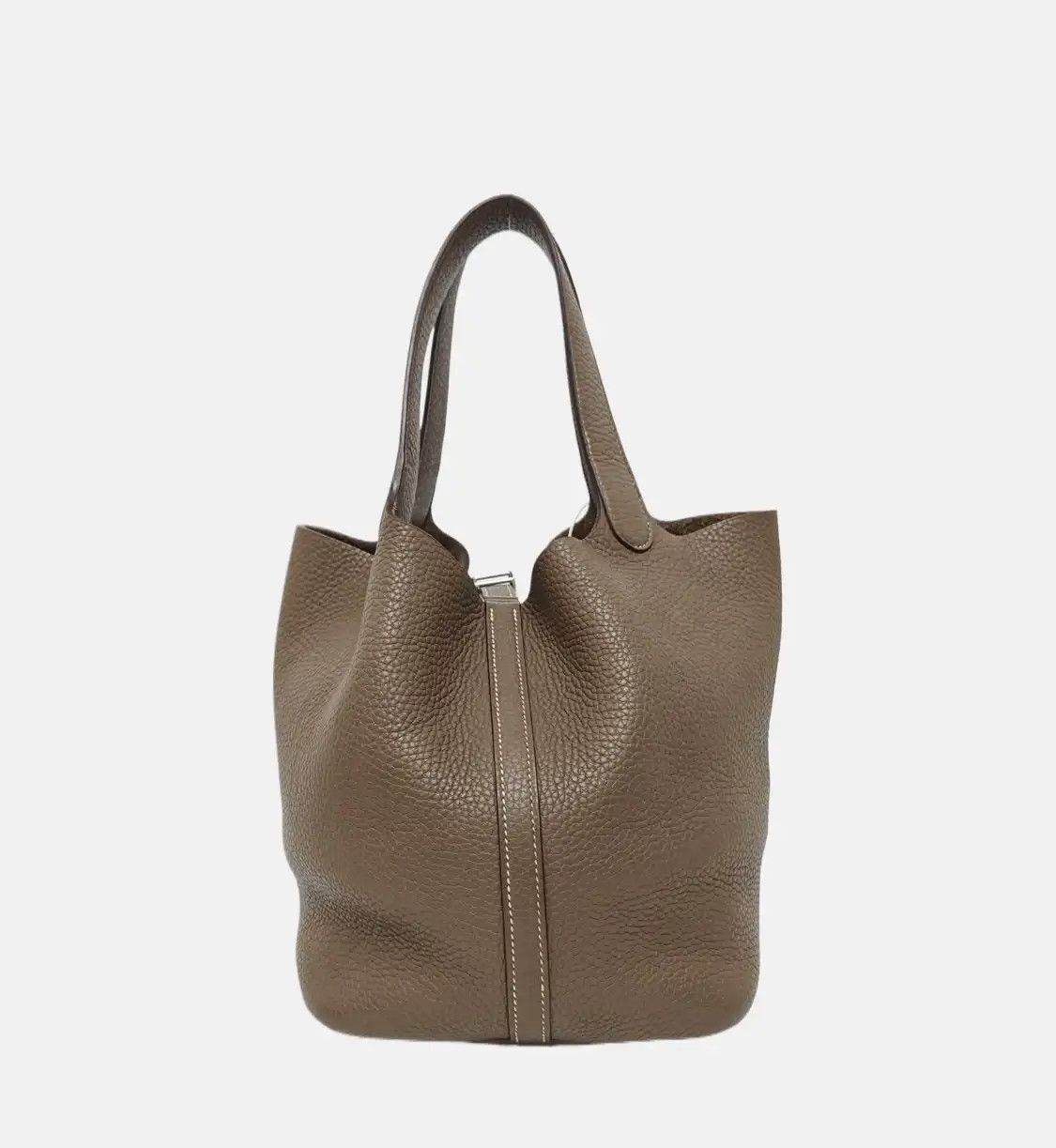 Hermes Hermes Picotin Lock Etoupe Clemence cowhide leather handbag silver hardware Y Size ONE SIZE - 5 Thumbnail