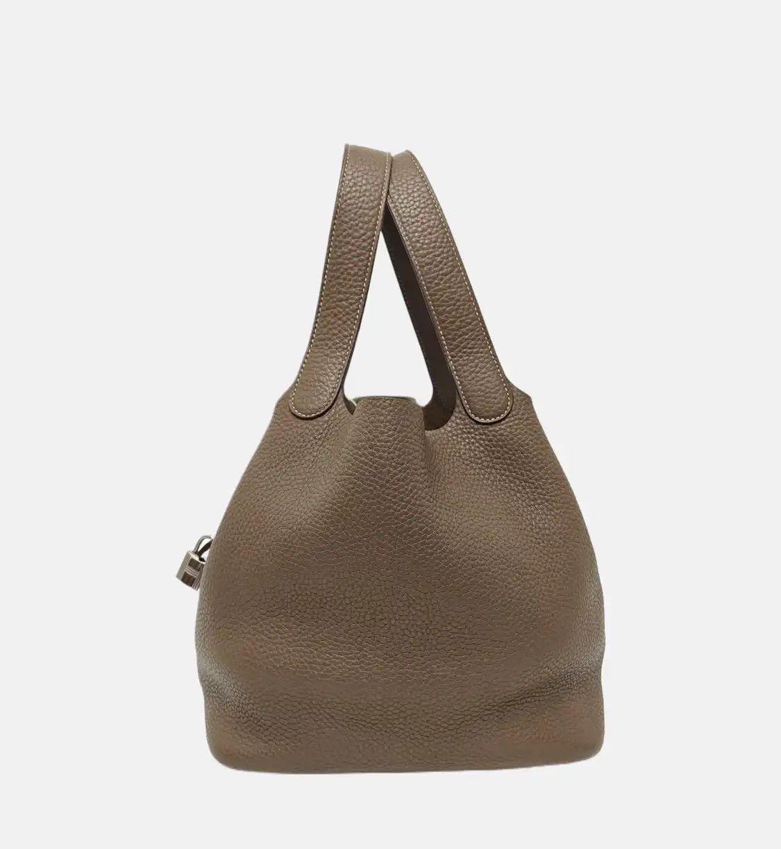 Hermes Hermes Picotin Lock Etoupe Clemence cowhide leather handbag silver hardware Y Size ONE SIZE - 3 Thumbnail