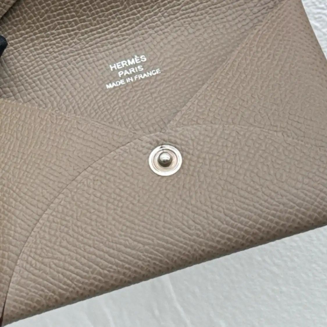 Hermes Hermes Calvi Etoupe Epsom cowhide leather card holder silver hardware B Size ONE SIZE - 10 Thumbnail