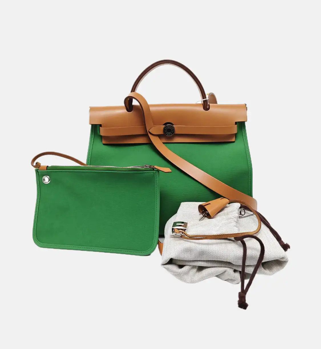 Hermes Hermes Herbag 31 Vert Cactus canvas shoulder bag handbag silver hardware X sub-p Size ONE SIZE - 8 Thumbnail