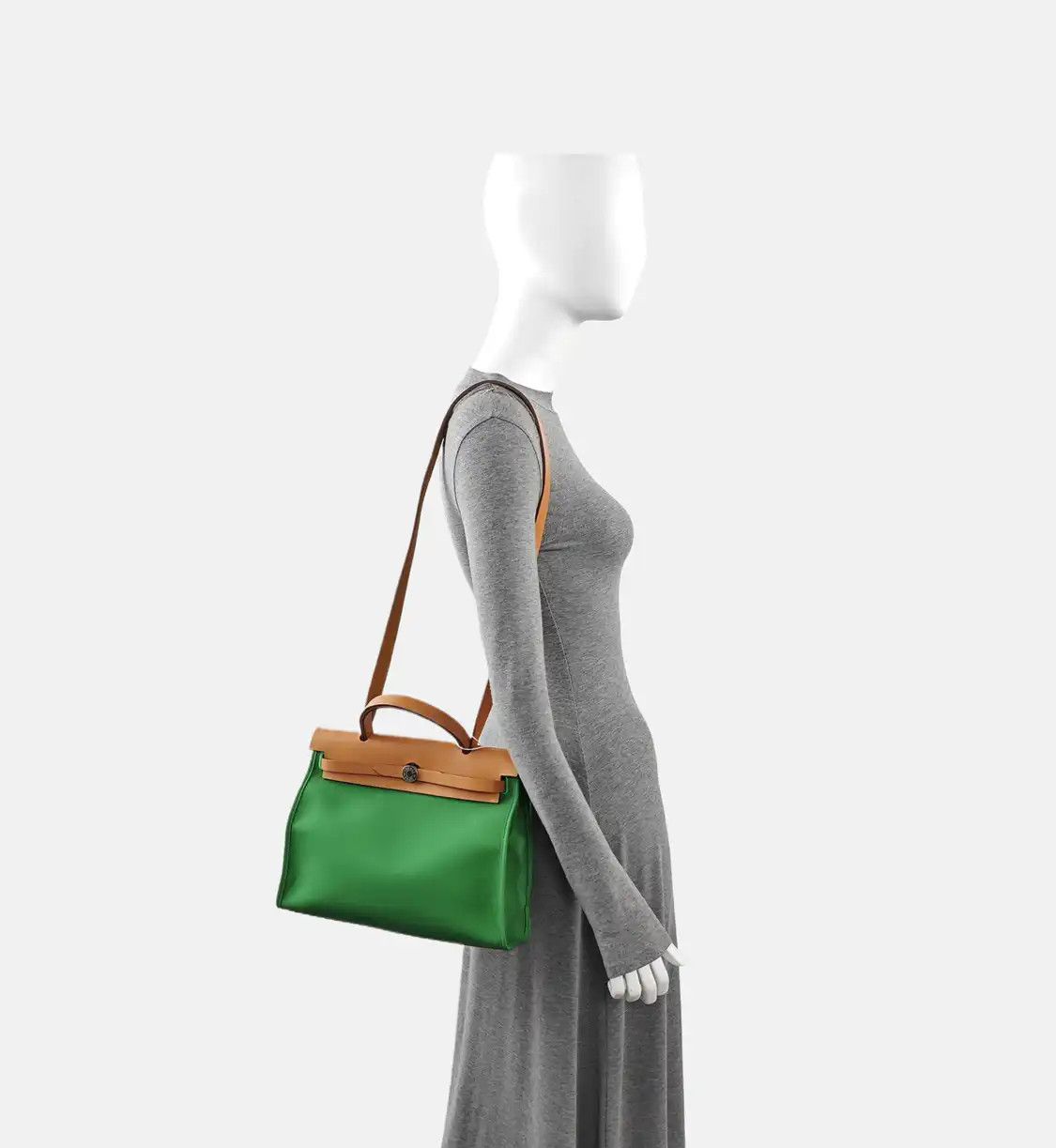 Hermes Hermes Herbag 31 Vert Cactus canvas shoulder bag handbag silver hardware X sub-p Size ONE SIZE - 2 Thumbnail