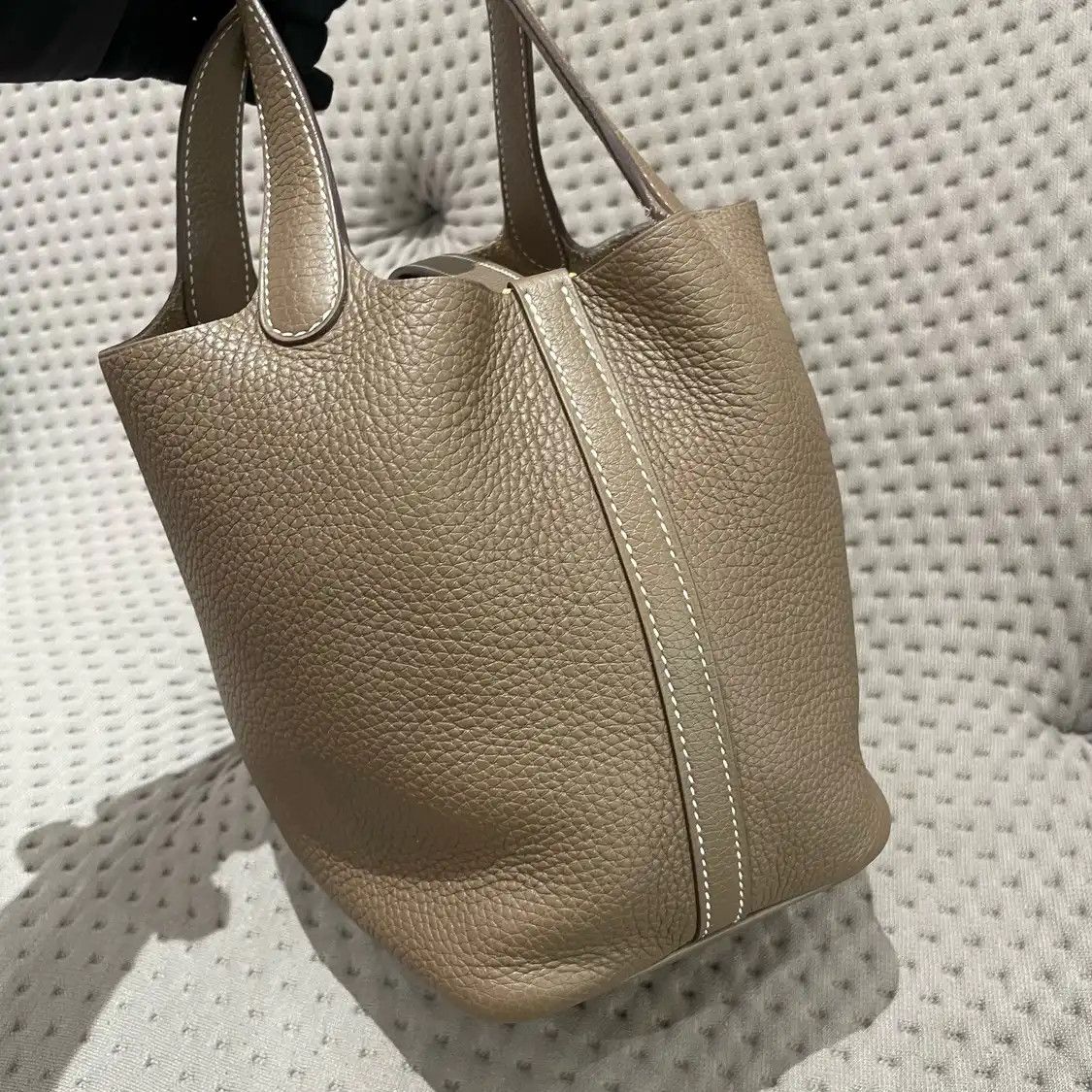 Hermes Hermes Picotin Lock 18 Etoupe Clemence cowhide leather picotin handbag gold hard Size ONE SIZE - 2 Thumbnail