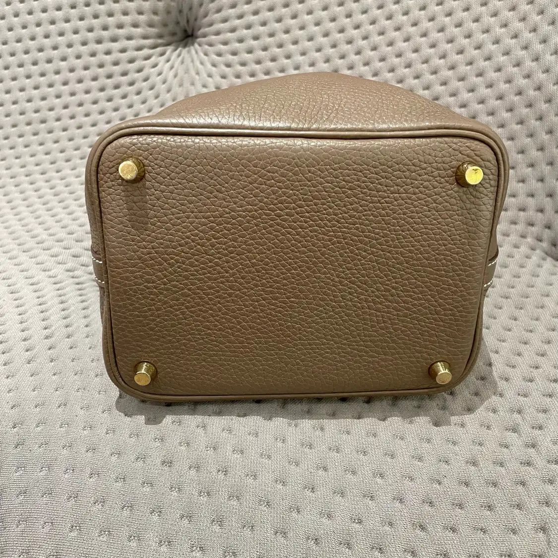 Hermes Hermes Picotin Lock 18 Etoupe Clemence cowhide leather picotin handbag gold hard Size ONE SIZE - 5 Thumbnail