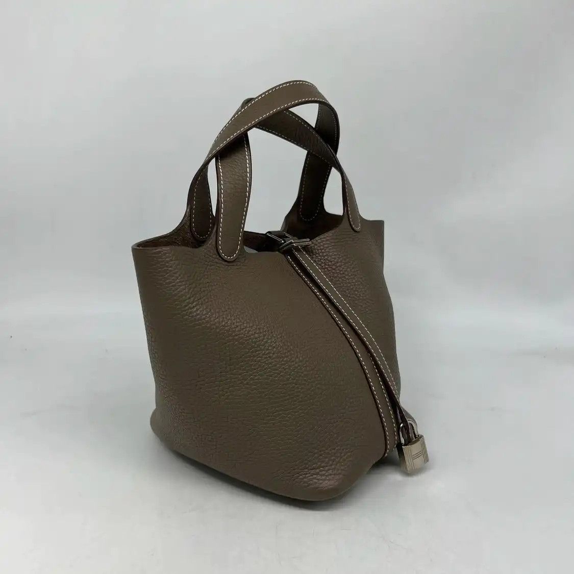 Hermes Hermes Picotin Lock 18 Etain Clemence cowhide leather picotin handbag silver har Size ONE SIZE - 3 Thumbnail