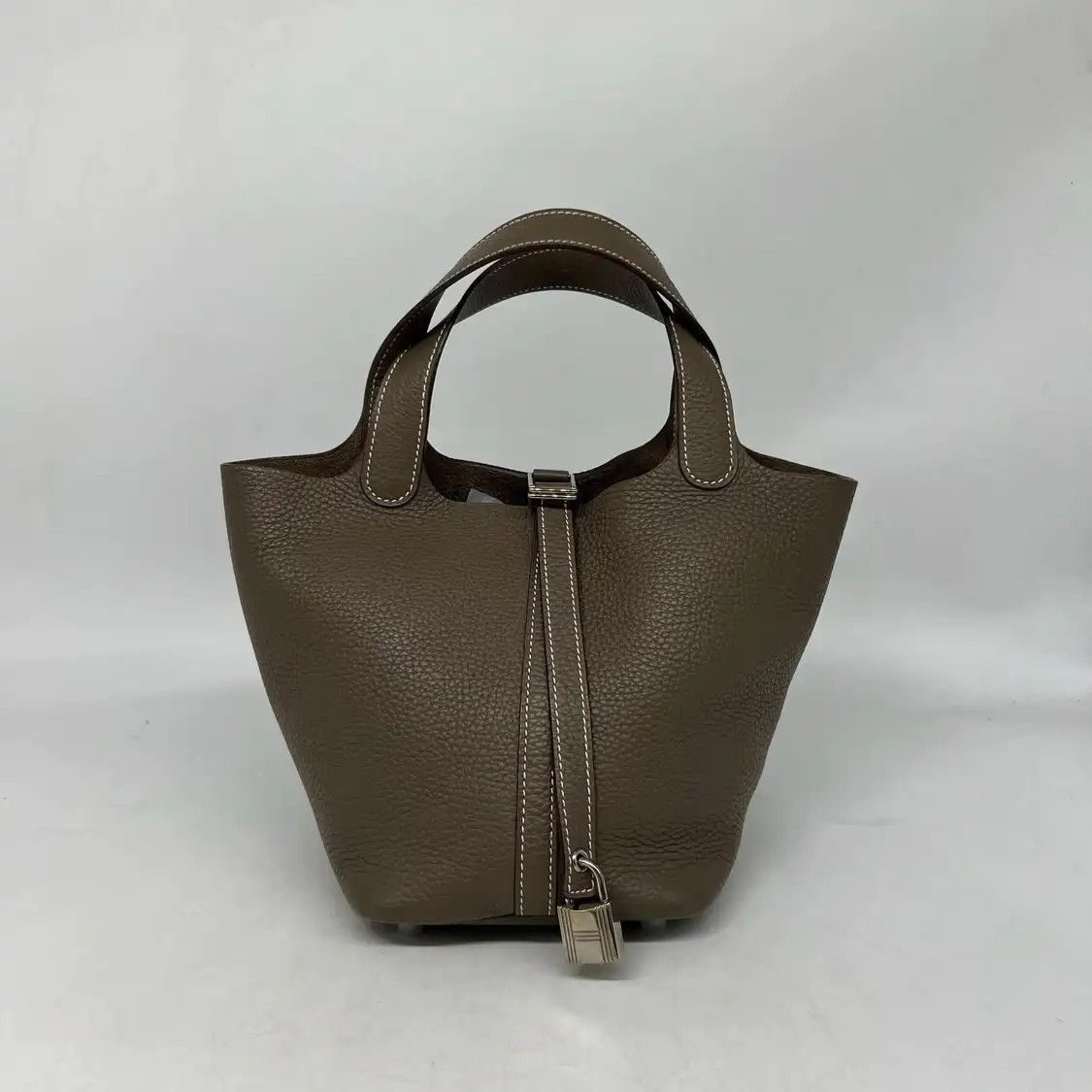 Hermes Hermes Picotin Lock 18 Etain Clemence cowhide leather picotin handbag silver har Size ONE SIZE - 2 Thumbnail