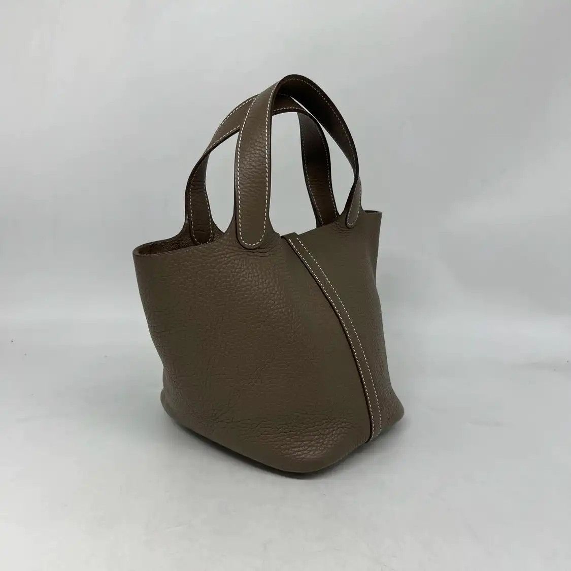 Hermes Hermes Picotin Lock 18 Etain Clemence cowhide leather picotin handbag silver har Size ONE SIZE - 5 Thumbnail
