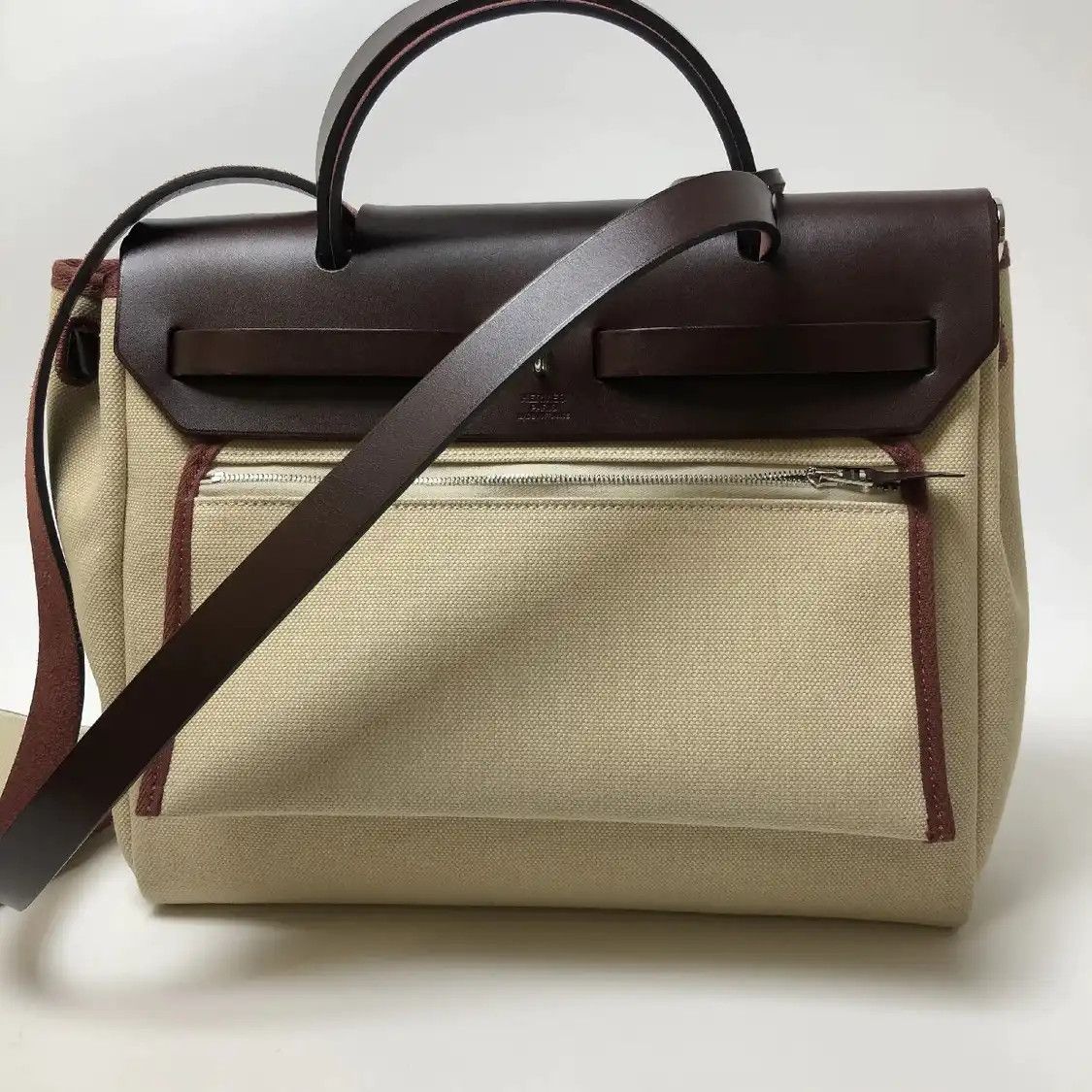 Hermes Hermes Herbag 31 saddle red canvas shoulder bag silver hardware U Size ONE SIZE - 4 Thumbnail
