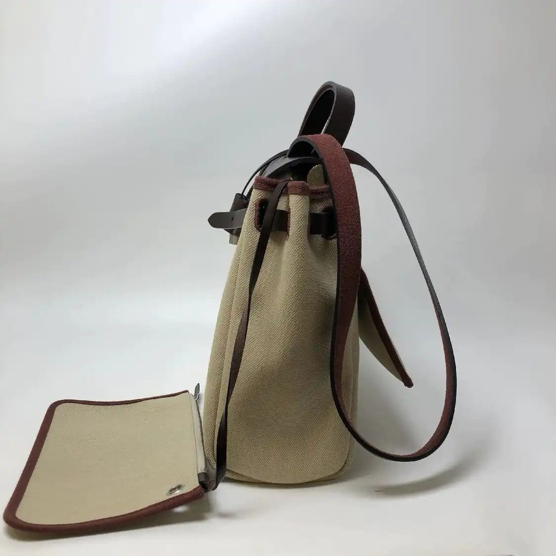 Hermes Hermes Herbag 31 saddle red canvas shoulder bag silver hardware U Size ONE SIZE - 9 Thumbnail