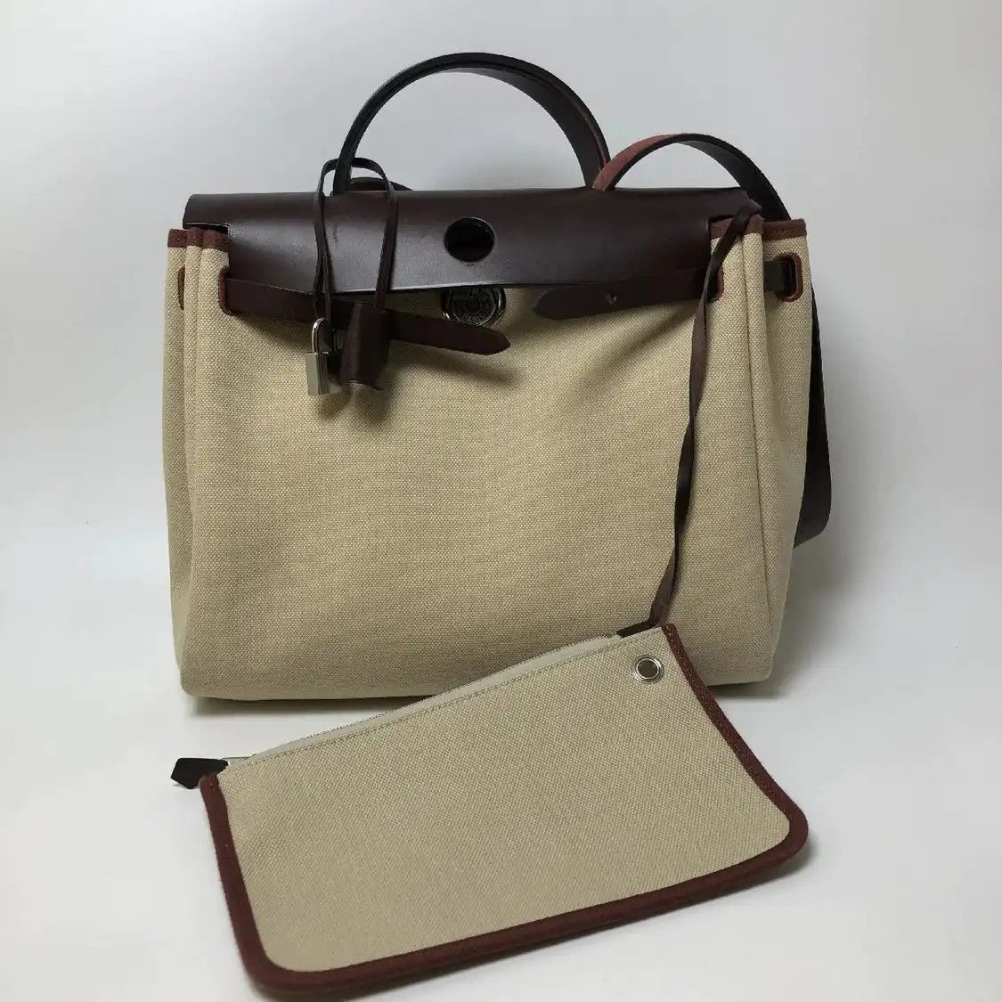 Hermes Hermes Herbag 31 saddle red canvas shoulder bag silver hardware U Size ONE SIZE - 7 Thumbnail