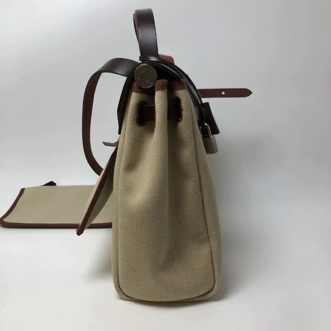 Hermes Hermes Herbag 31 saddle red canvas shoulder bag silver hardware U Size ONE SIZE - 8 Thumbnail