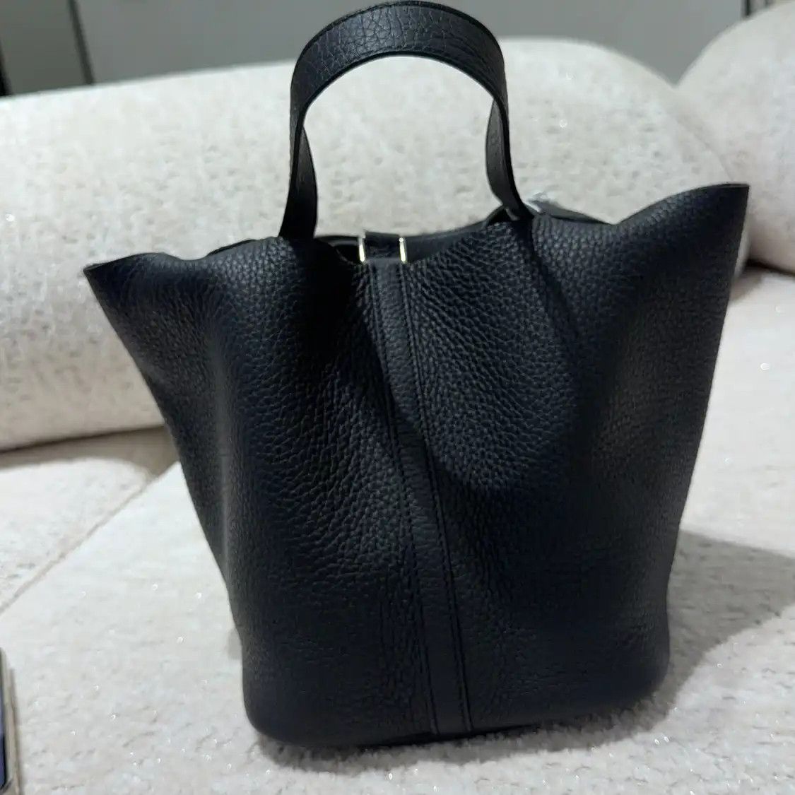 Hermes Hermes Picotin Lock 22 black Clemence cowhide leather picotin handbag silver har Size ONE SIZE - 4 Thumbnail