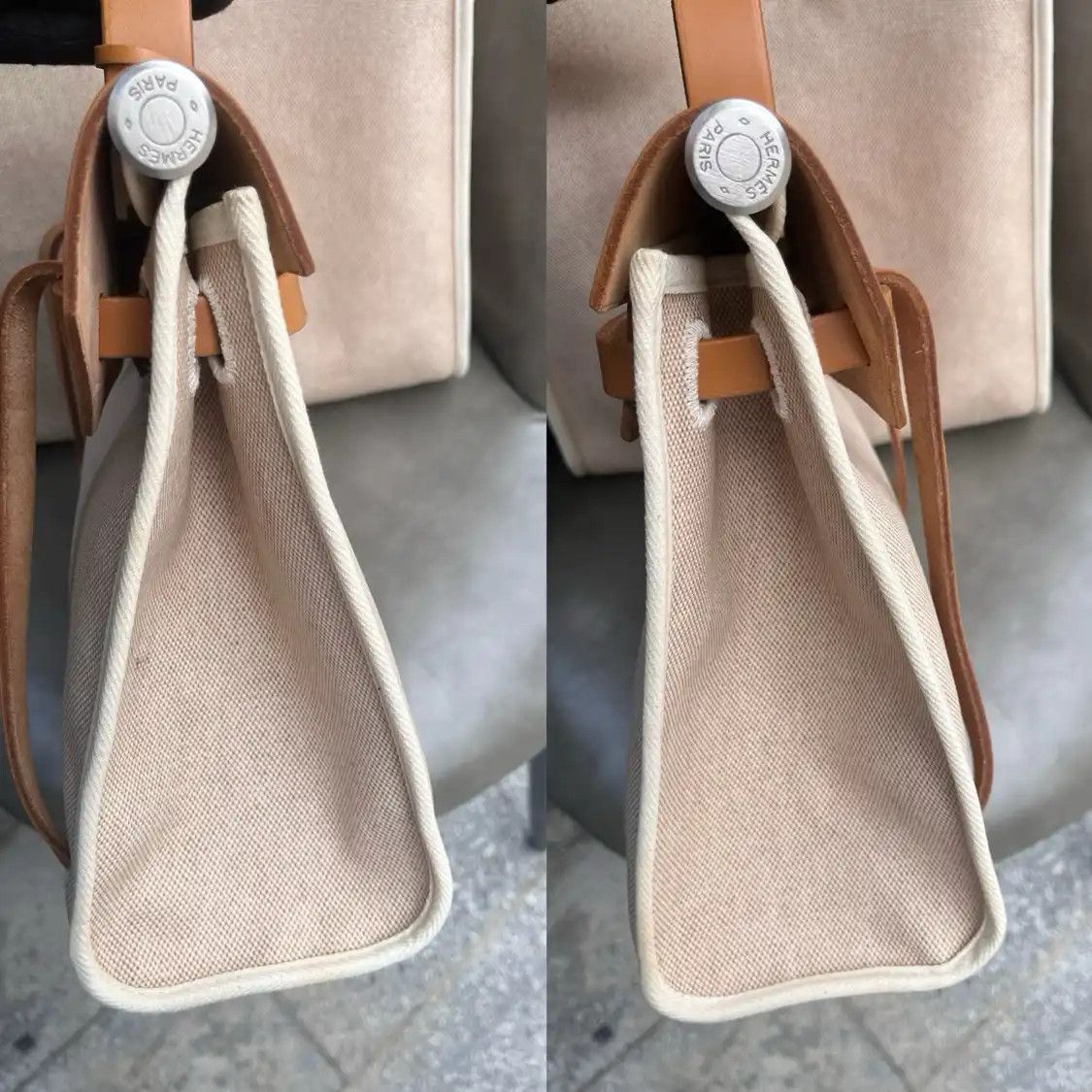 Hermes Hermes Herbag beige coated canvas backpack silver hardware medium vintage editio Size ONE SIZE - 8 Thumbnail