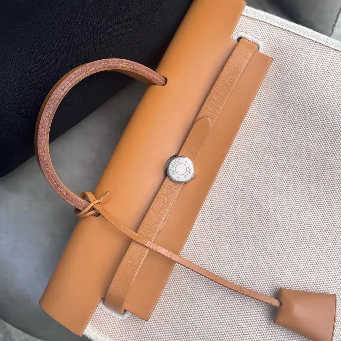 Hermes Hermes Herbag beige coated canvas backpack silver hardware medium vintage editio Size ONE SIZE - 4 Thumbnail