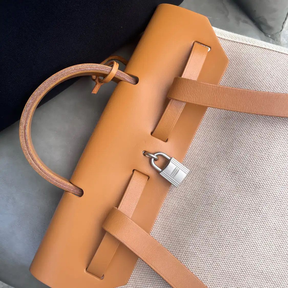 Hermes Hermes Herbag beige coated canvas backpack silver hardware medium vintage editio Size ONE SIZE - 5 Thumbnail