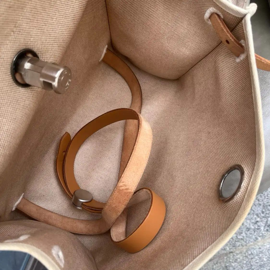 Hermes Hermes Herbag beige coated canvas backpack silver hardware medium vintage editio Size ONE SIZE - 3 Thumbnail