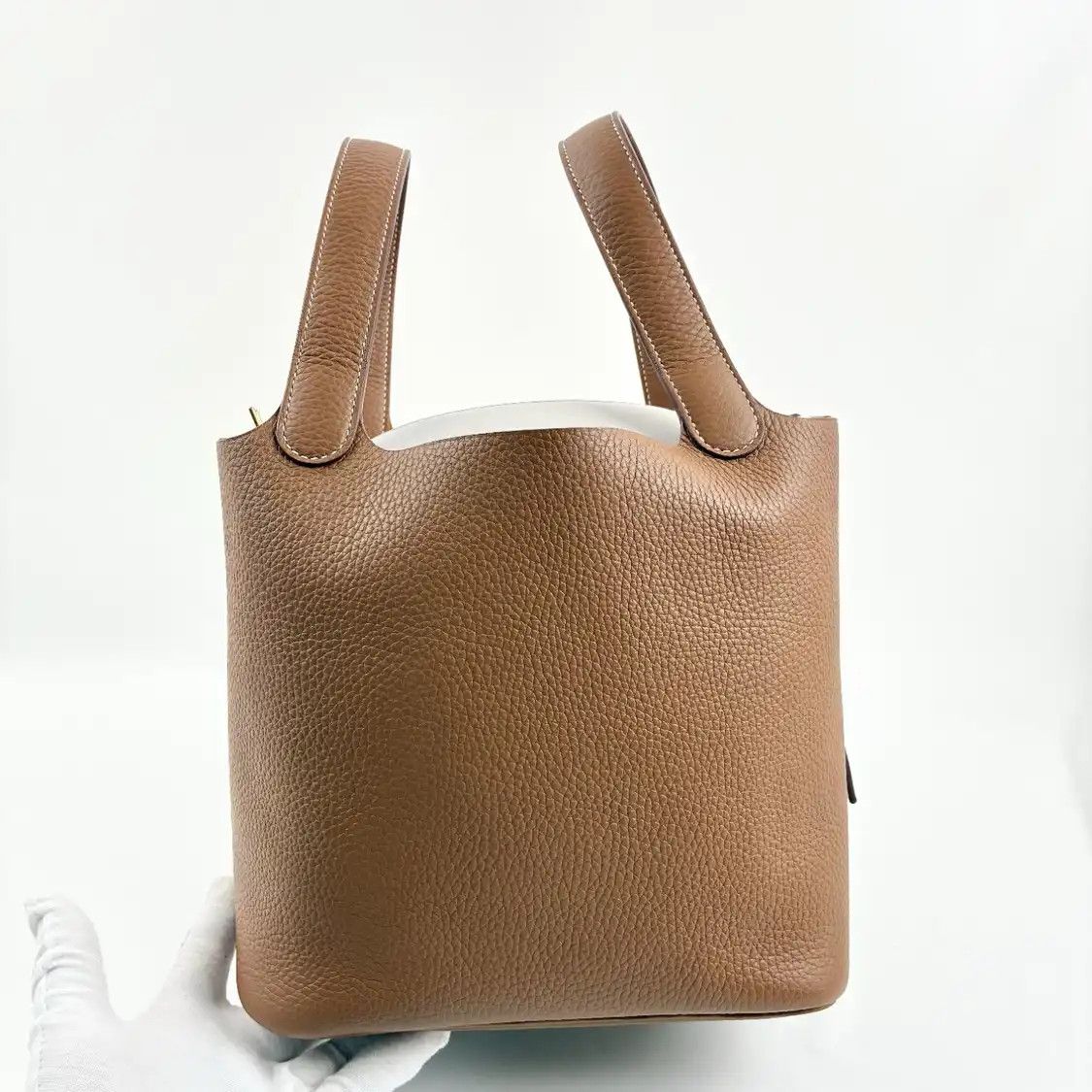 Hermes Hermes Picotin Lock 22 Gold Brown Clemence cowhide leather picotin handbag gold Size ONE SIZE - 2 Thumbnail