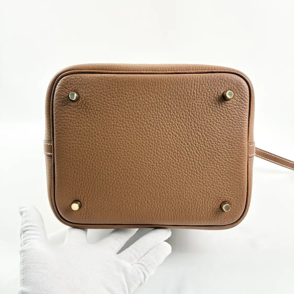 Hermes Hermes Picotin Lock 22 Gold Brown Clemence cowhide leather picotin handbag gold Size ONE SIZE - 5 Thumbnail