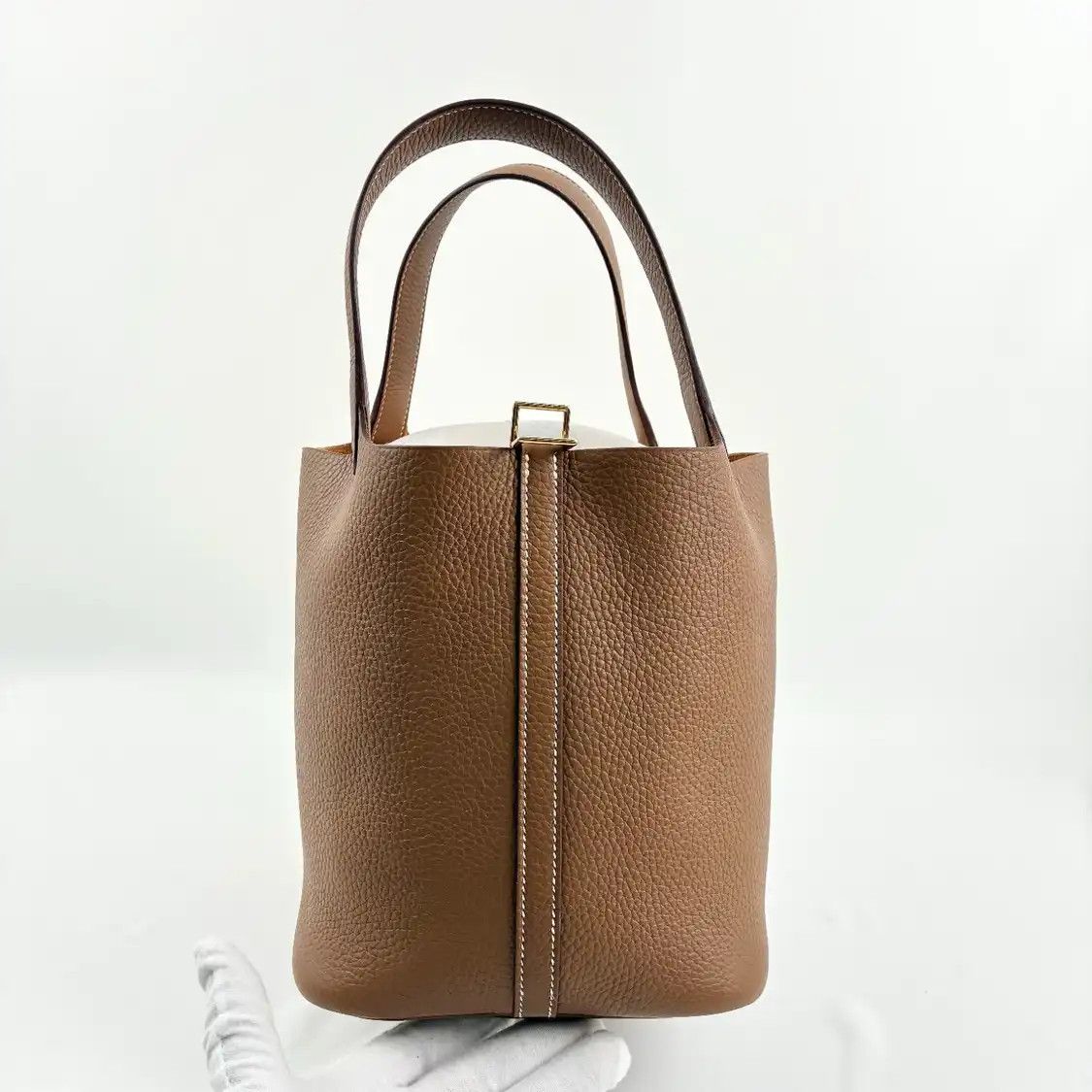 Hermes Hermes Picotin Lock 22 Gold Brown Clemence cowhide leather picotin handbag gold Size ONE SIZE - 3 Thumbnail