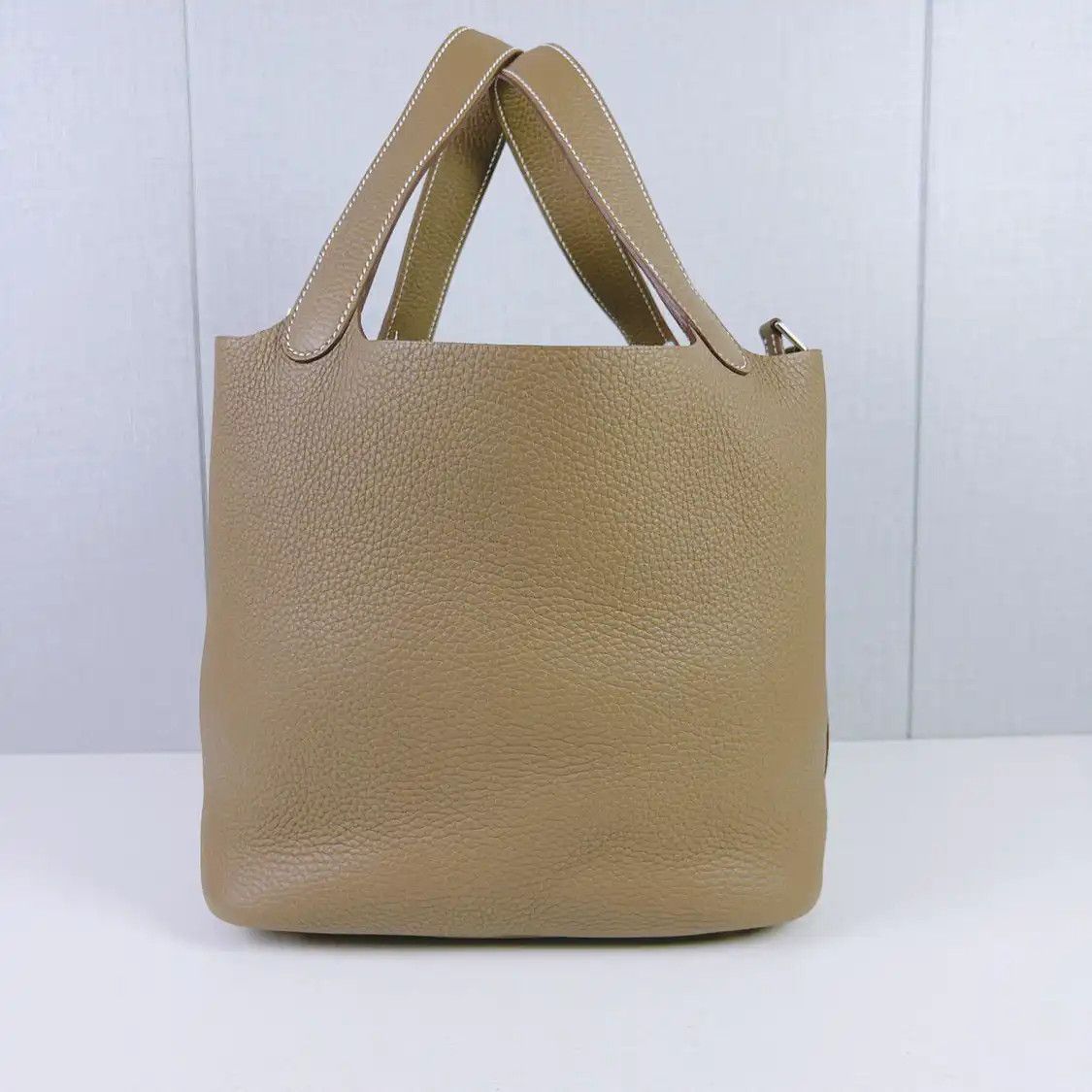 Hermes Hermes Picotin Lock 22 Etoupe Clemence cowhide leather picotin handbag gold hard Size ONE SIZE - 2 Thumbnail