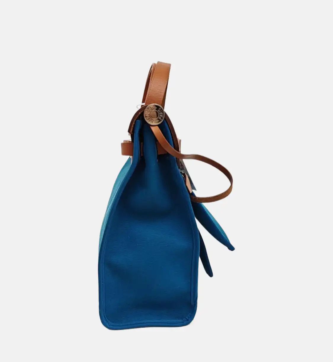 Hermes Hermes Herbag 31 peacock blue canvas shoulder bag handbag crossbody bag silver h Size ONE SIZE - 3 Thumbnail