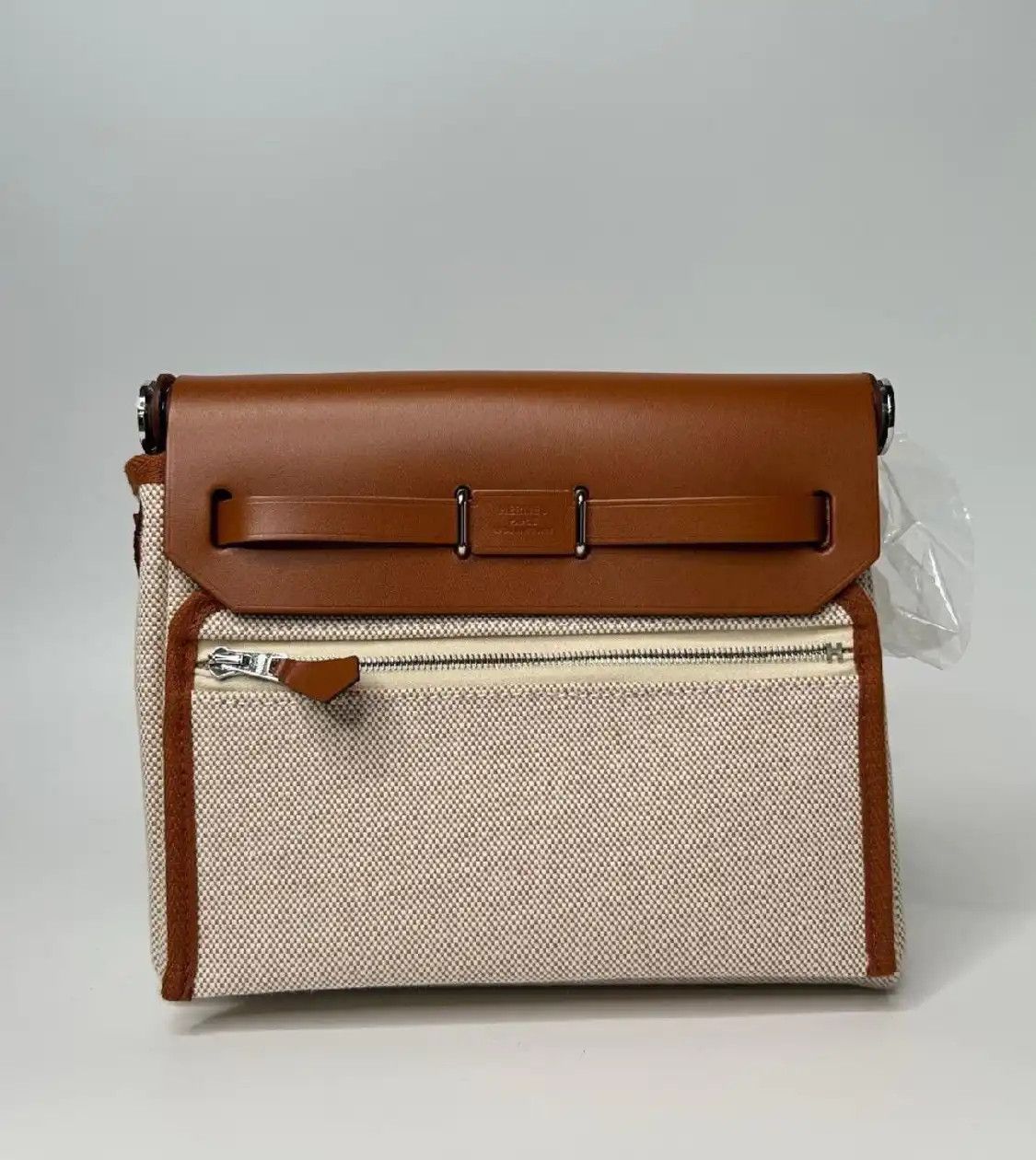 Hermes Hermes Herbag Zip mini beige canvas shoulder bag silver hardware W Size ONE SIZE - 3 Thumbnail