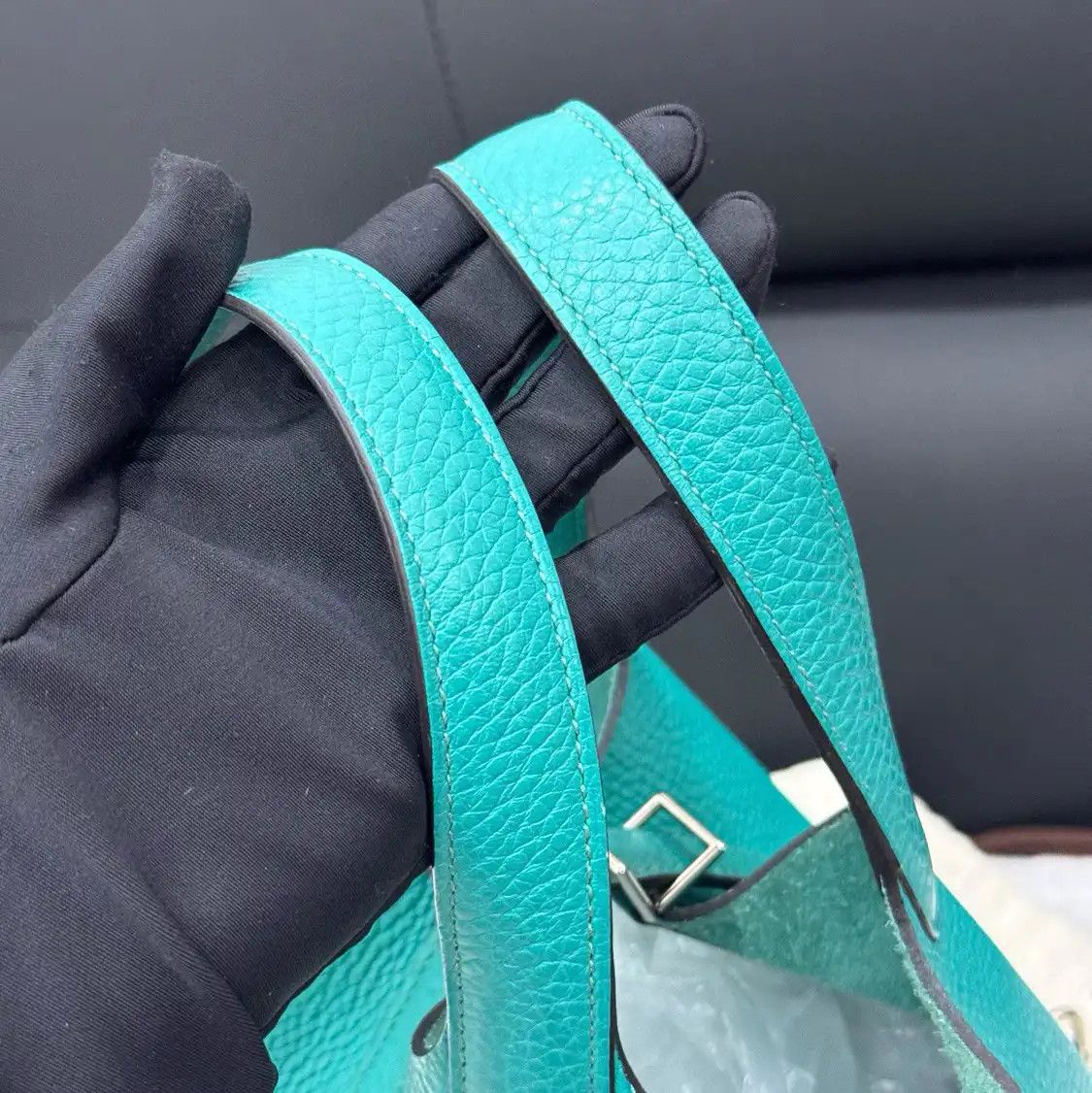 Hermes Hermes Picotin Lock 18 velvet green Clemence cowhide leather picotin handbag sil Size ONE SIZE - 3 Thumbnail